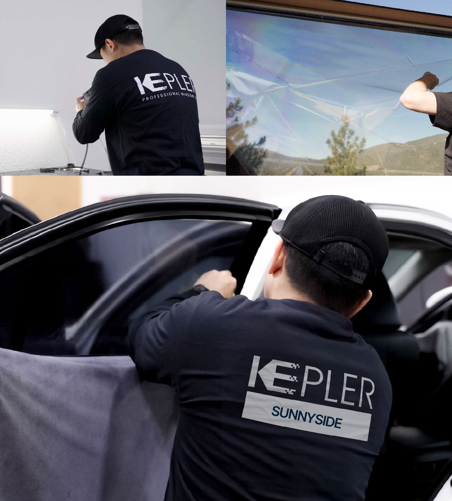 Automotive Window Tinting Expert Applying Film in Sunnyside, Washington