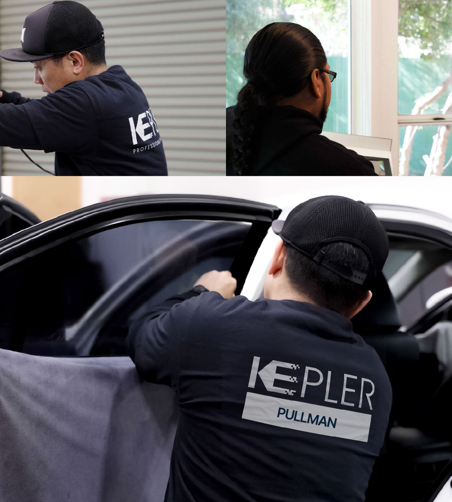 Automotive Window Tinting Expert Applying Film in Pullman, Washington