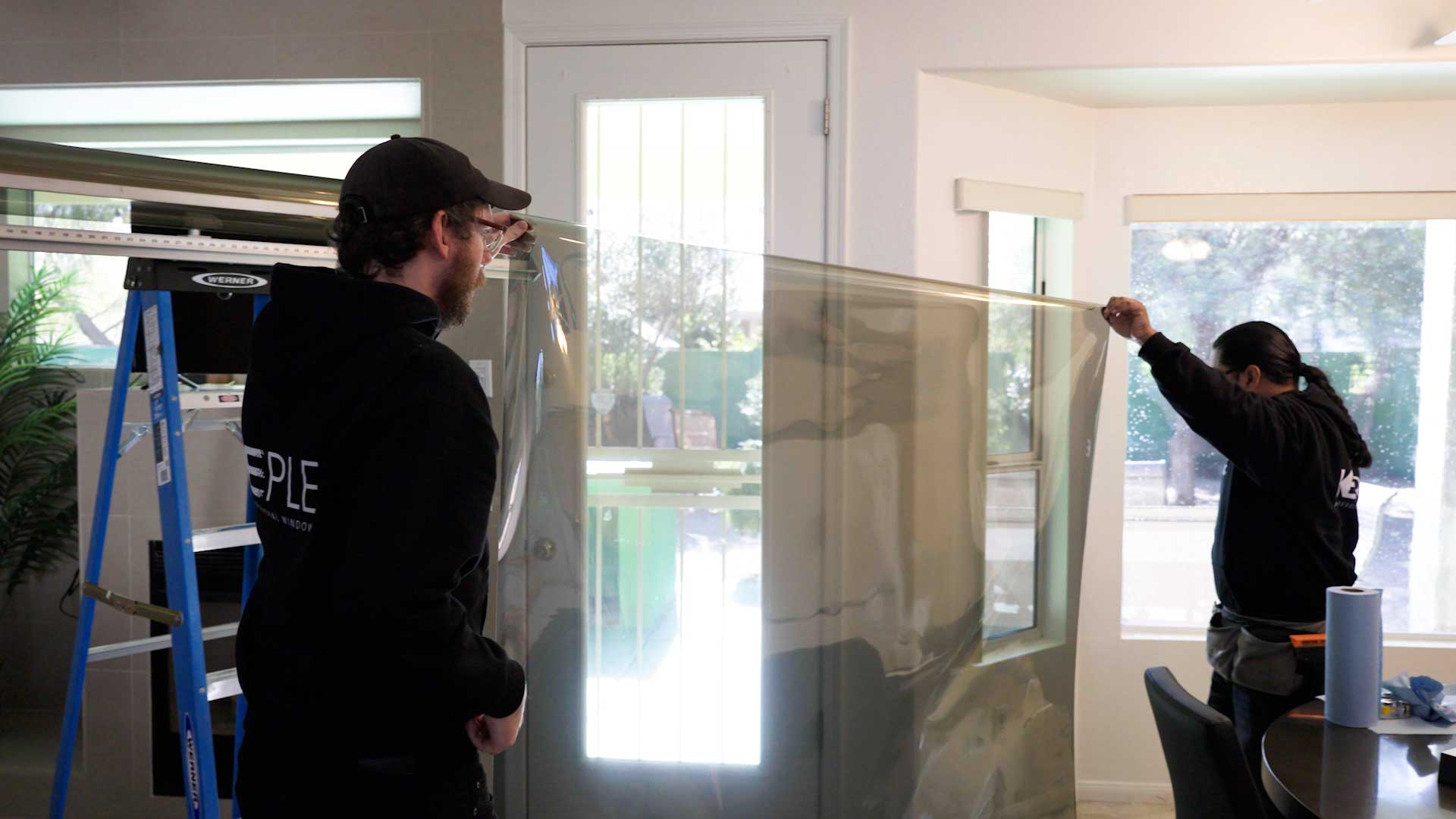 Professional Commercial Glass Safety Film Preparation in Tavares