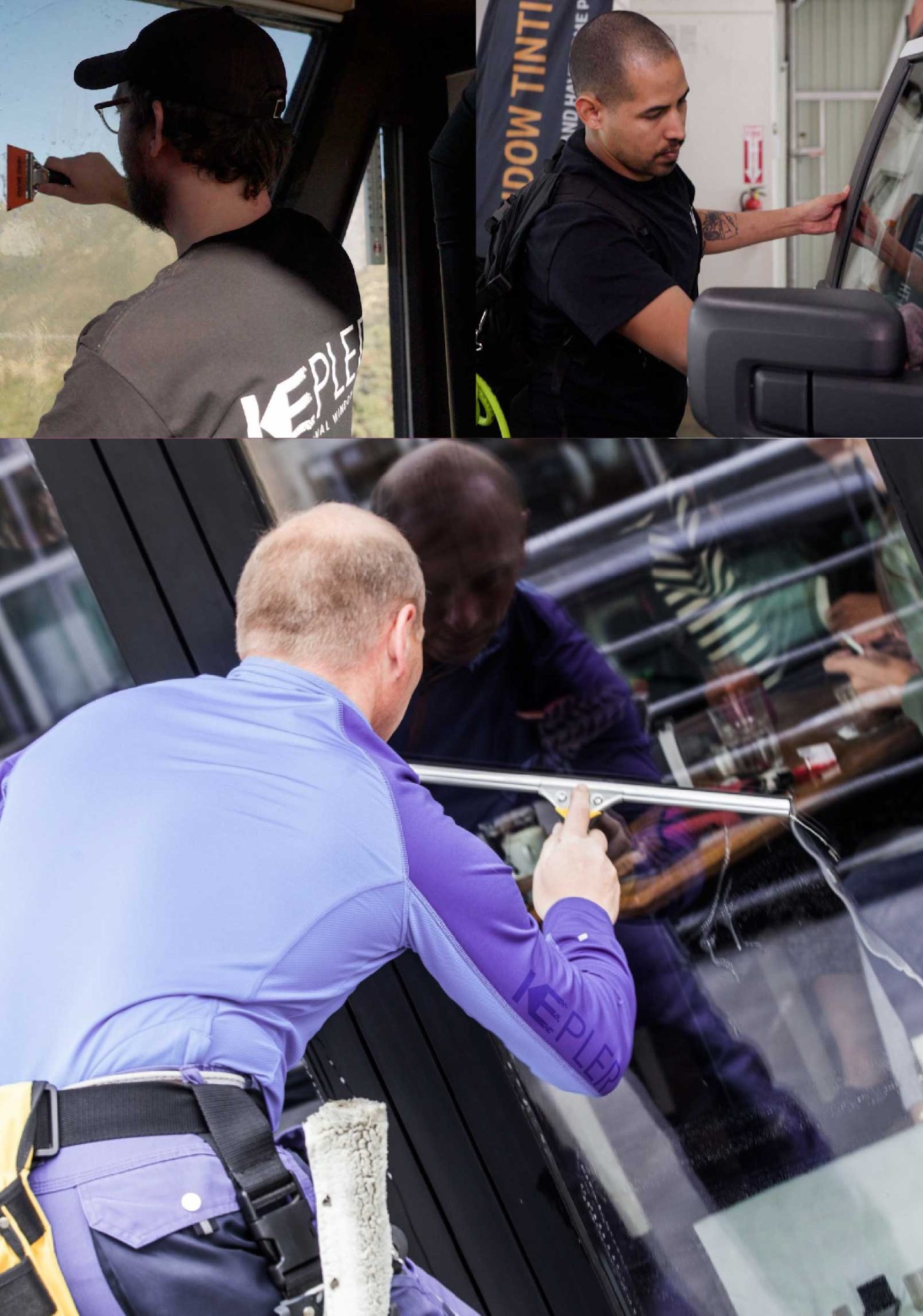 Kepler Skilled Applying Anti-Graffiti Window Film to a Niagara Falls Shop Front