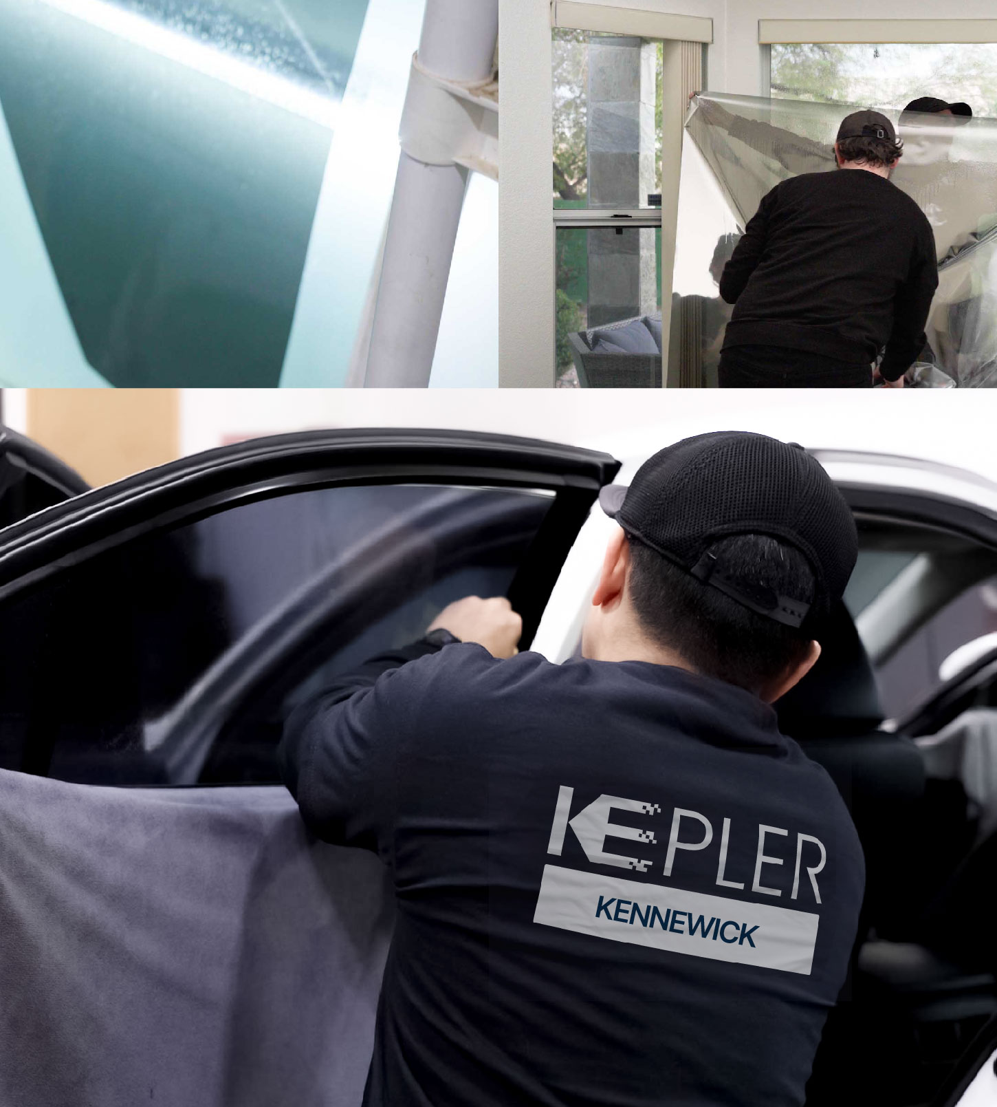 Automotive Window Tinting Expert Applying Film in Kennewick, Washington