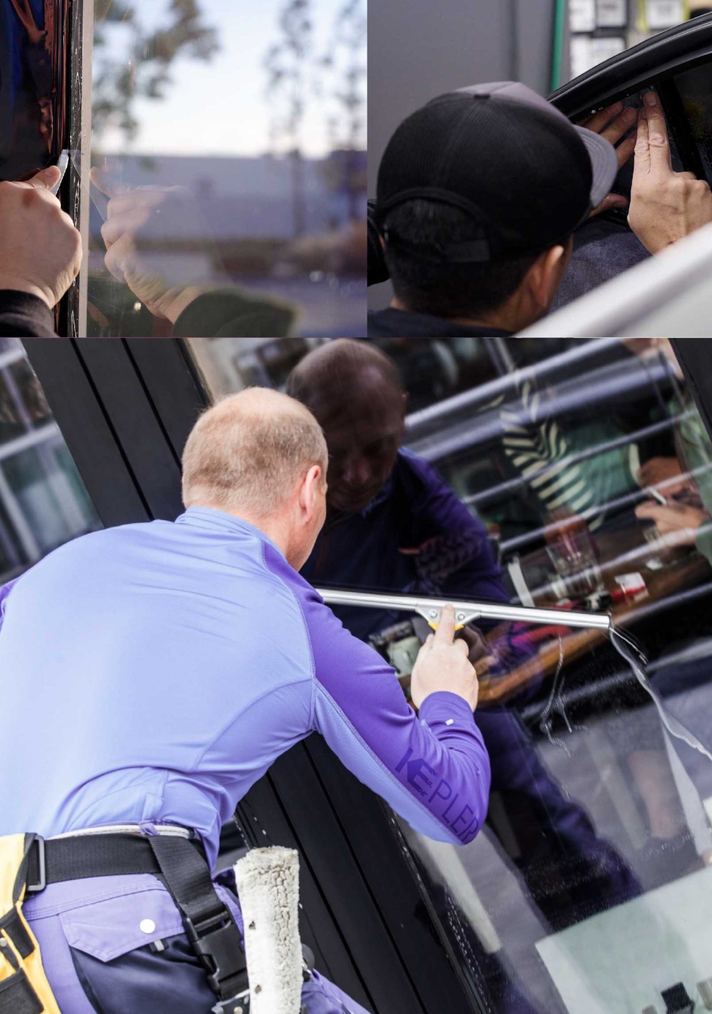 Kepler Skilled Applying Anti-Graffiti Window Film to a Penfield Shop Front