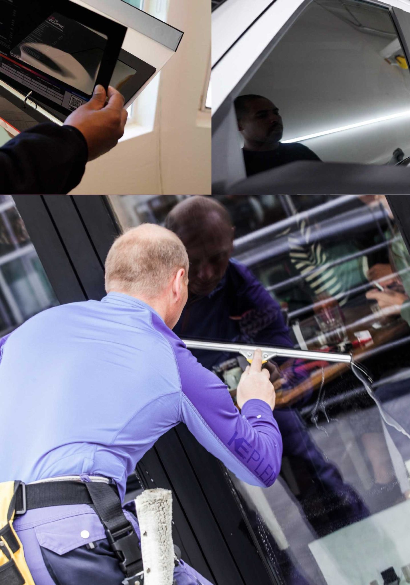 Kepler Skilled Applying Anti-Graffiti Window Film to a Rochester Shop Front