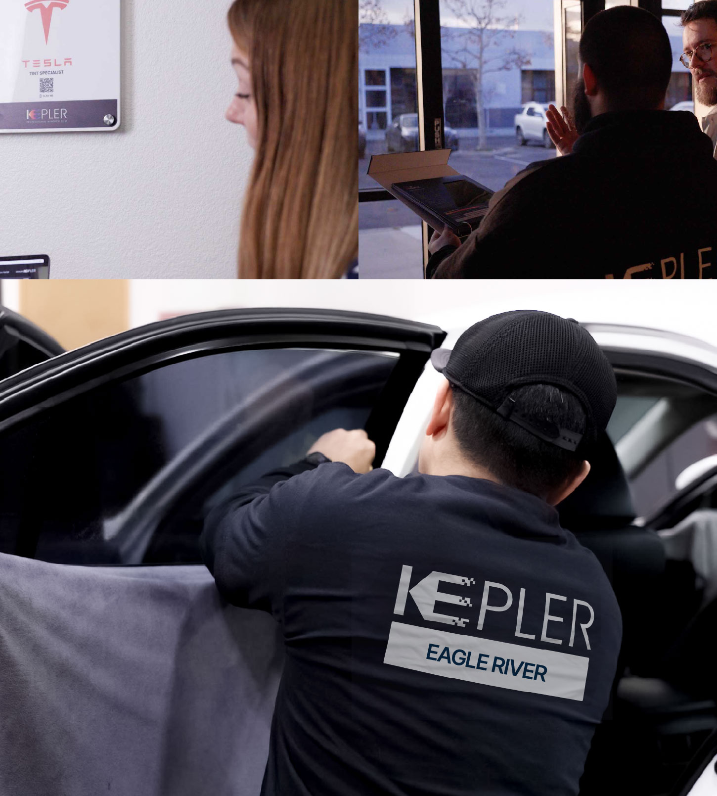 Automotive Window Tinting Expert Applying Film in Eagle River, Alaska