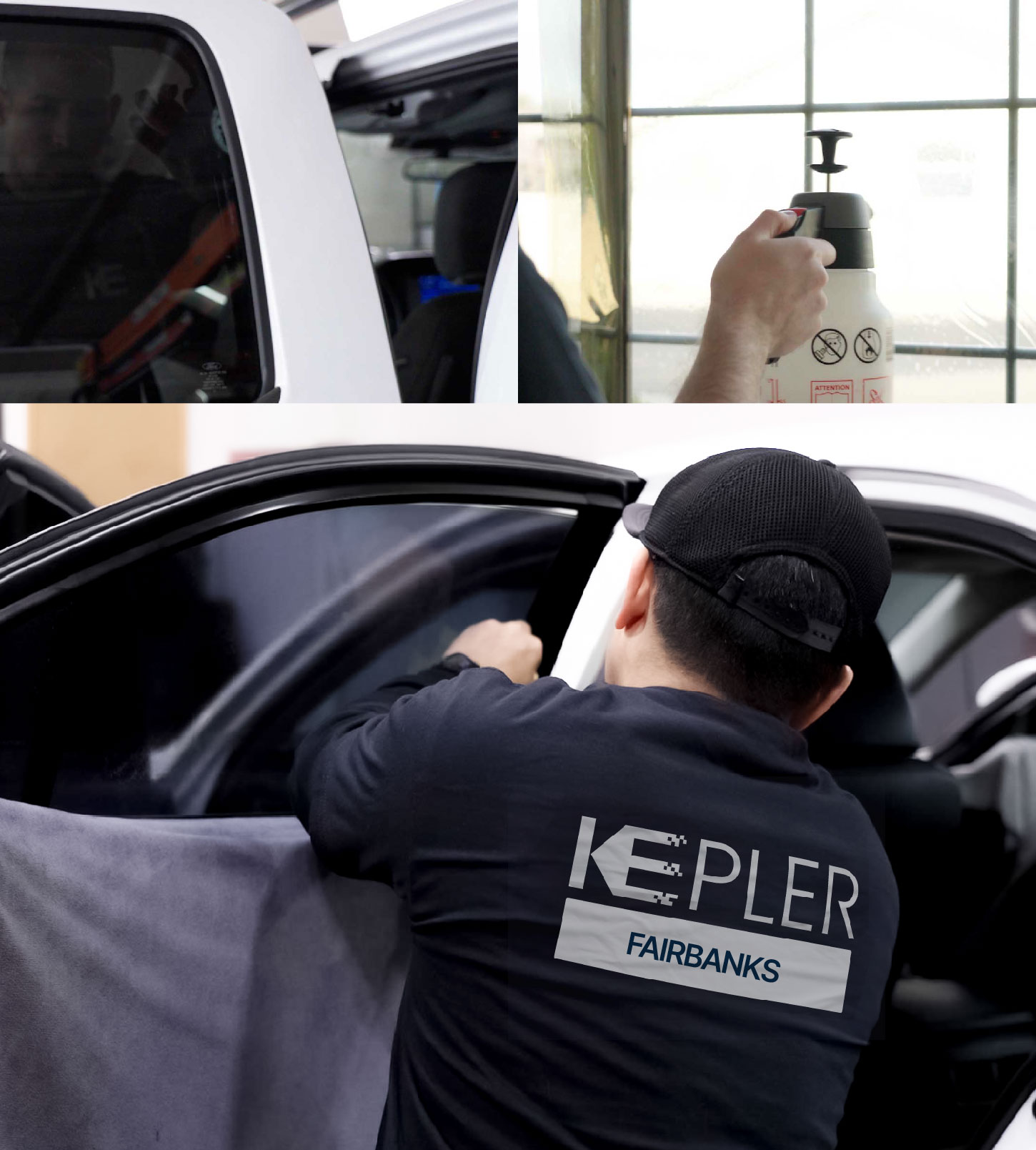 Automotive Window Tinting Expert Applying Film in Fairbanks, Alaska