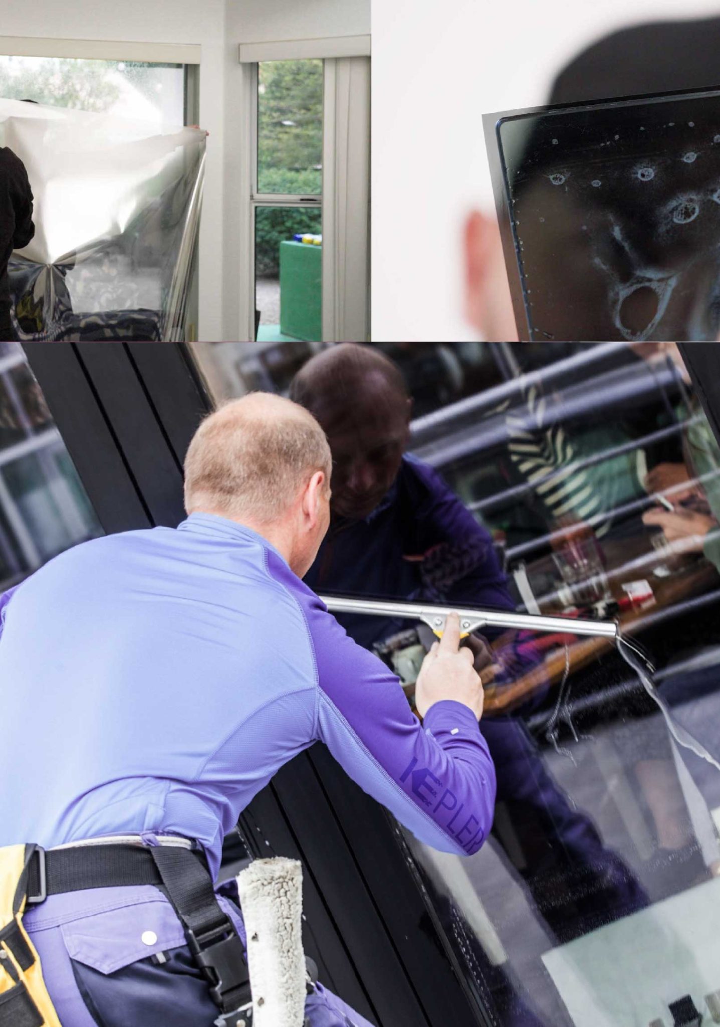 Kepler Skilled Applying Anti-Graffiti Window Film to a Altoona Shop Front