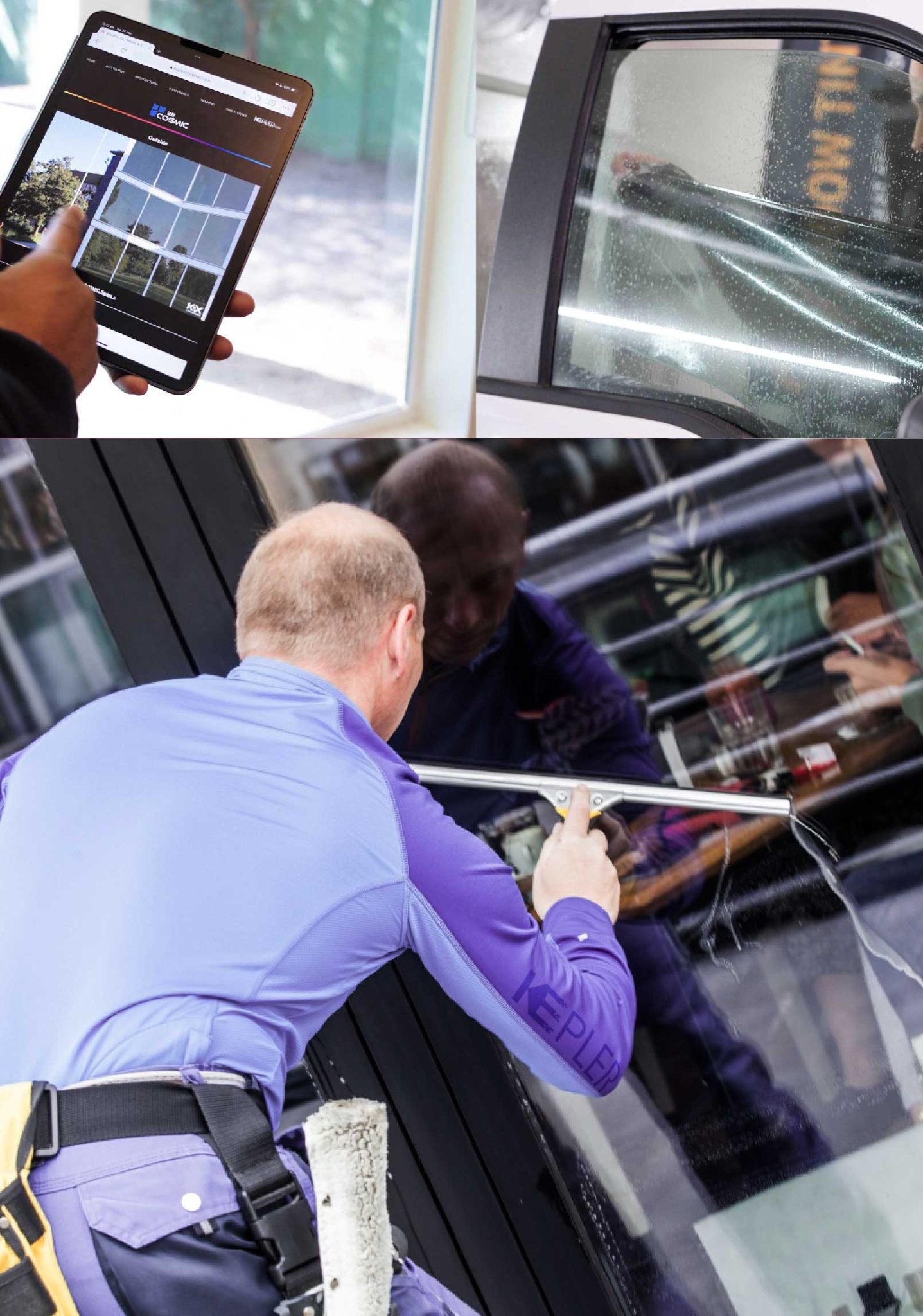 Kepler Professional Applying Anti-Graffiti Window Film to a Aston Shop Front
