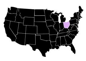 Map Displaying Position of Kepler Home Window Tinters in New Philadelphia, Ohio with Purple Area on the State