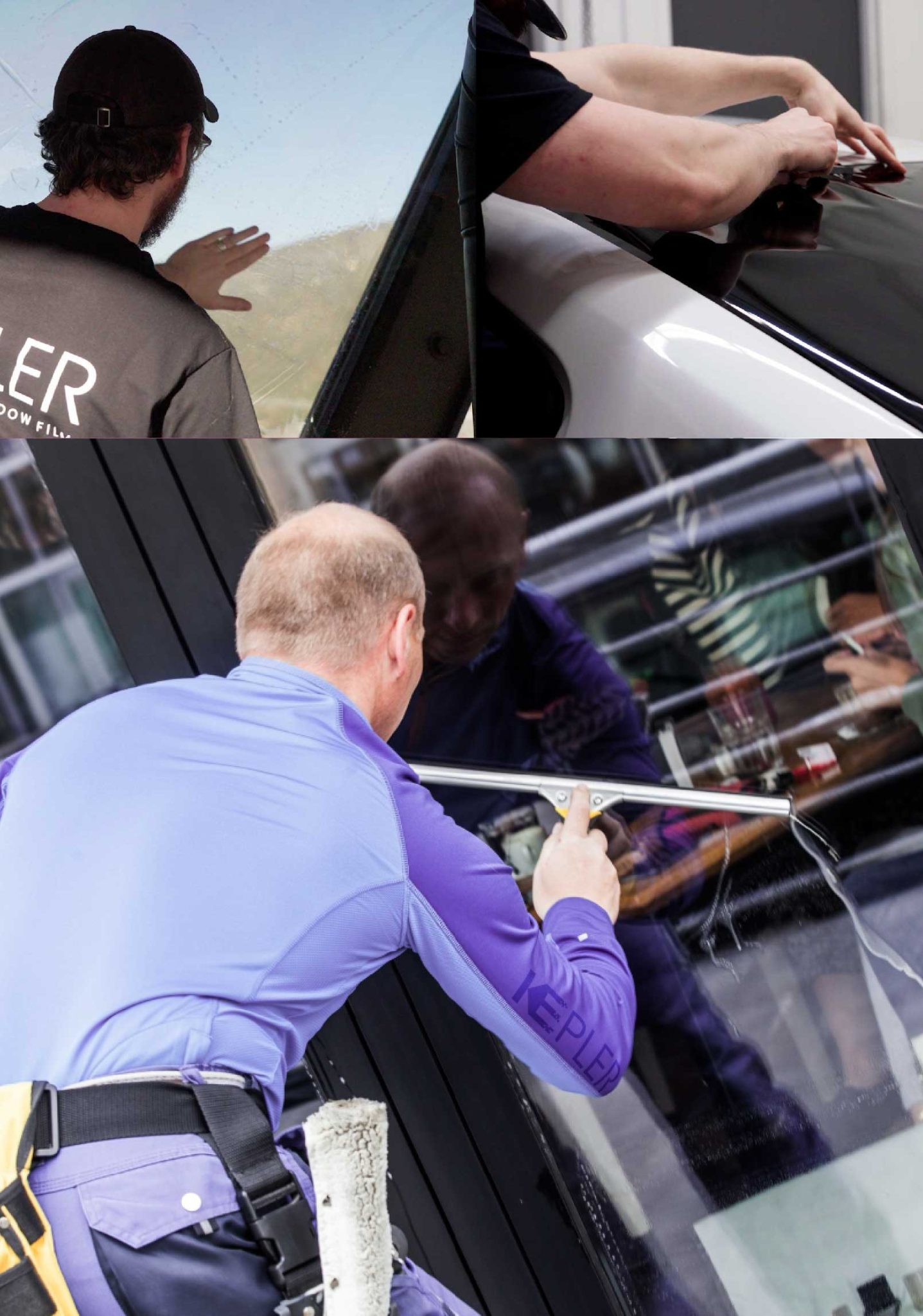 Kepler Professional Applying Anti-Graffiti Window Film to a Ashburn Shop Front