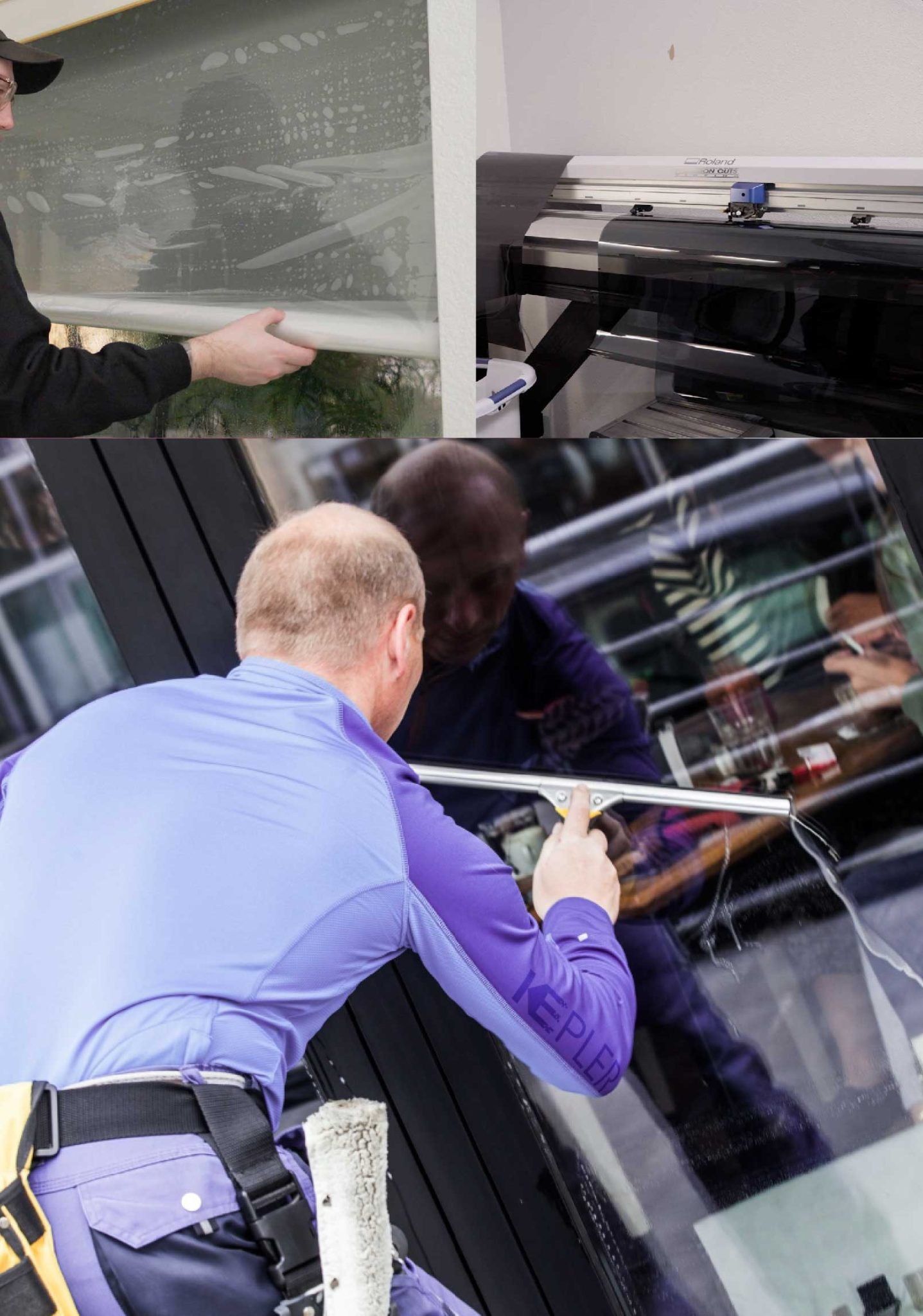 Kepler Professional Applying Anti-Graffiti Window Film to a Sterling Shop Front