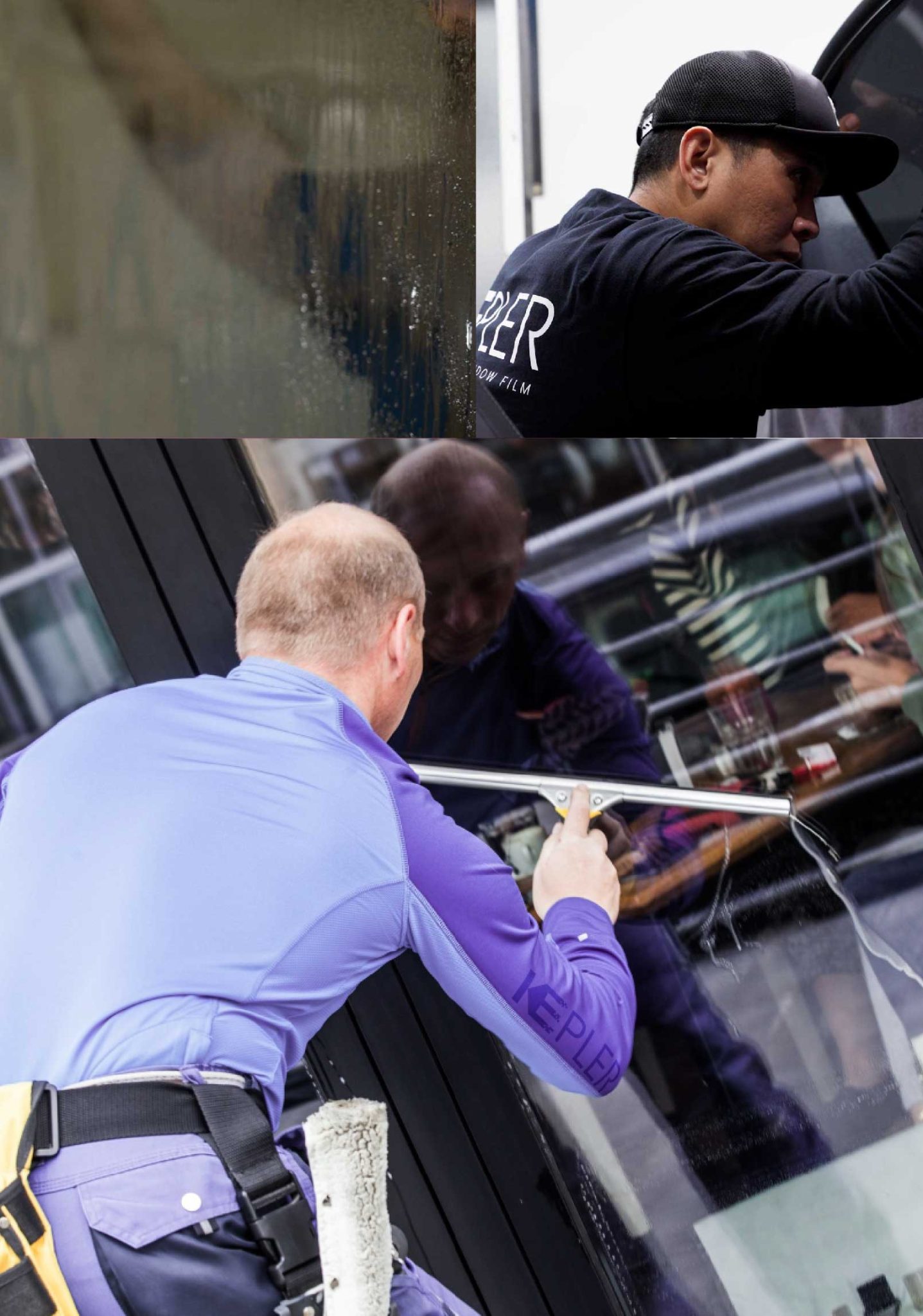 Kepler Skilled Applying Anti-Graffiti Window Film to a Bowie Shop Front