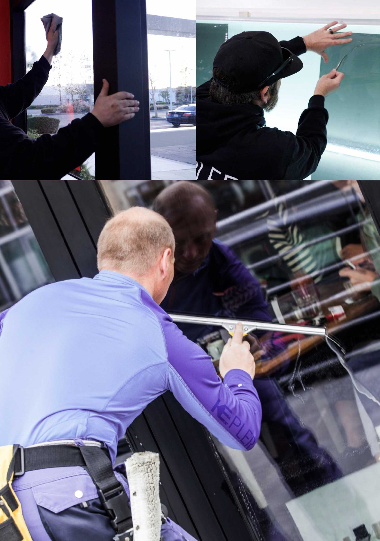 Kepler Skilled Applying Anti-Graffiti Window Film to a Clinton Shop Front