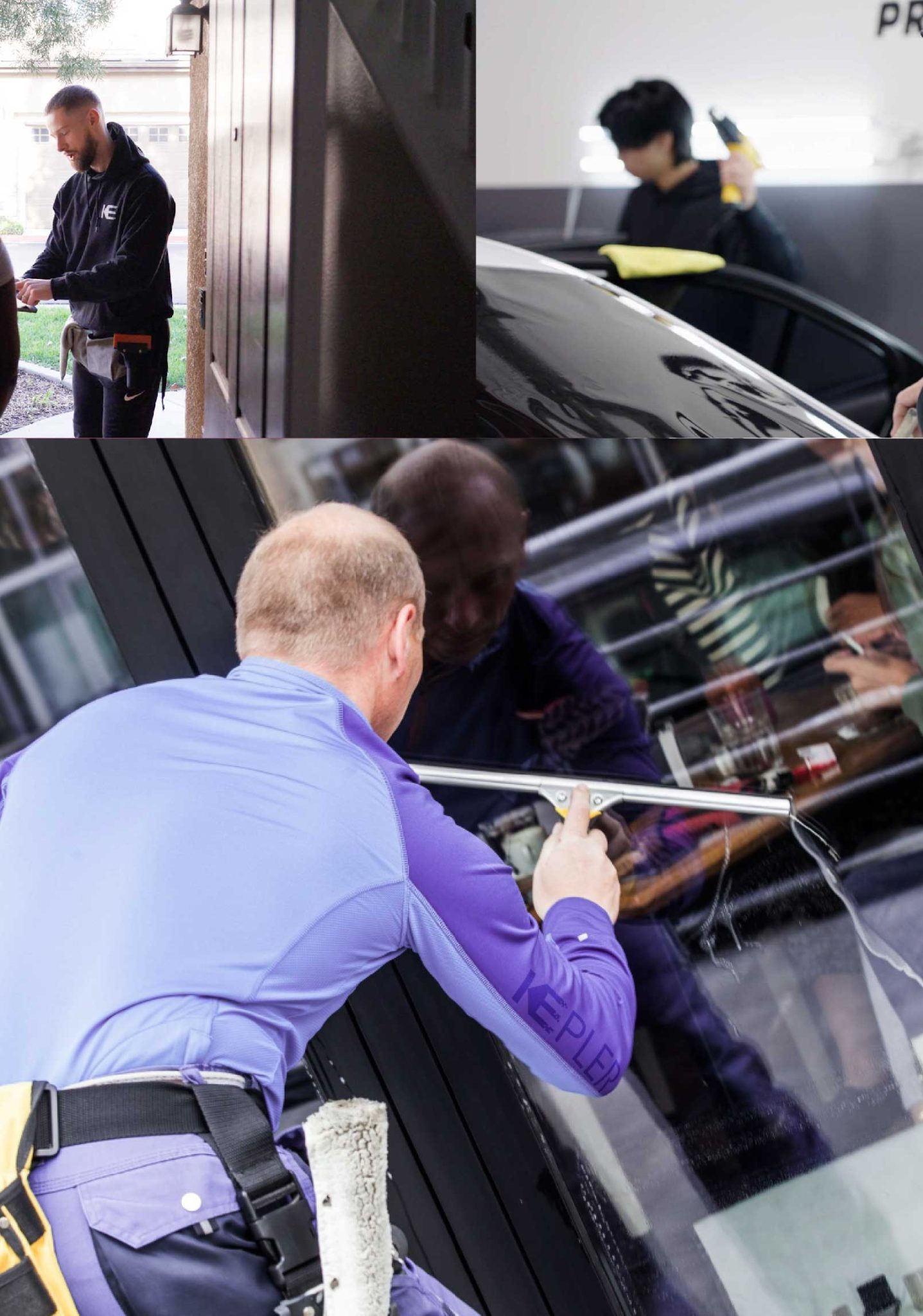 Kepler Expert Applying Anti-Graffiti Window Film to a Damascus Shop Front