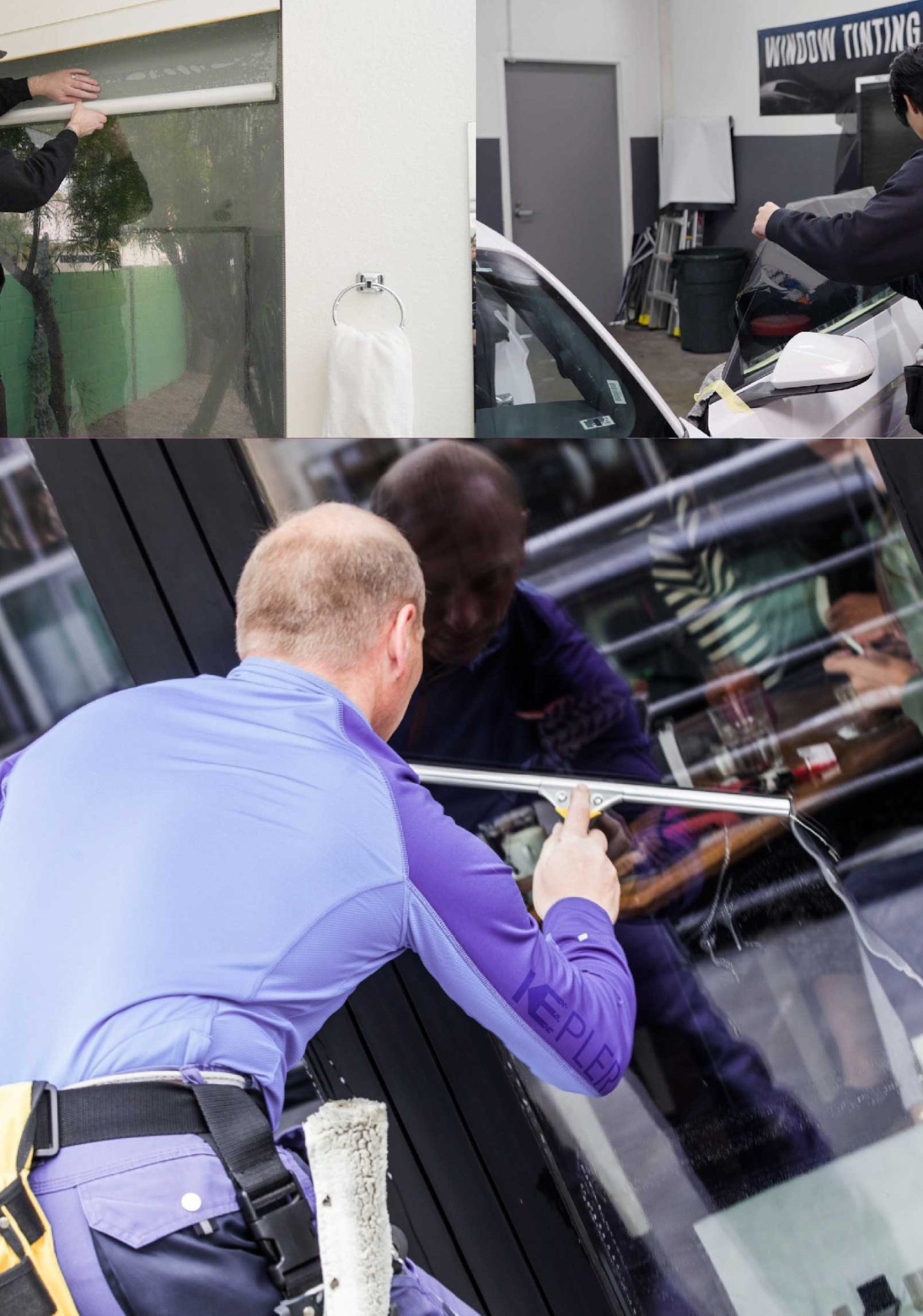 Kepler Skilled Applying Anti-Graffiti Window Film to a Montgomery Village Shop Front