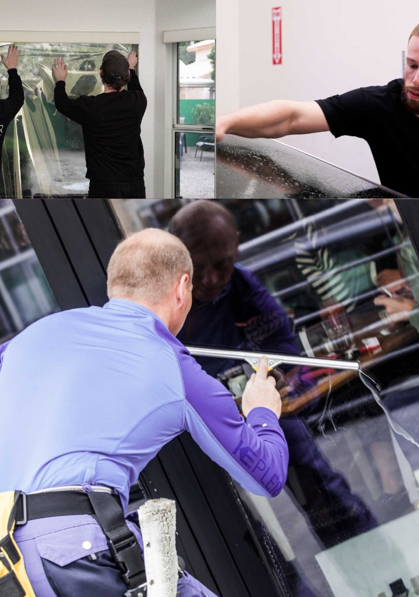 Kepler Professional Applying Anti-Graffiti Window Film to a Arnold Shop Front