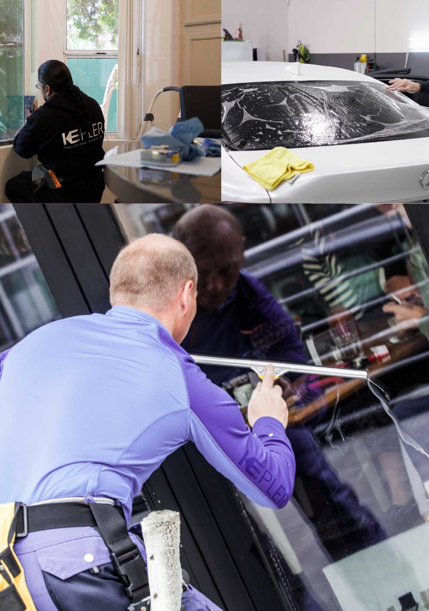 Kepler Skilled Applying Anti-Graffiti Window Film to a Ellicott City Shop Front