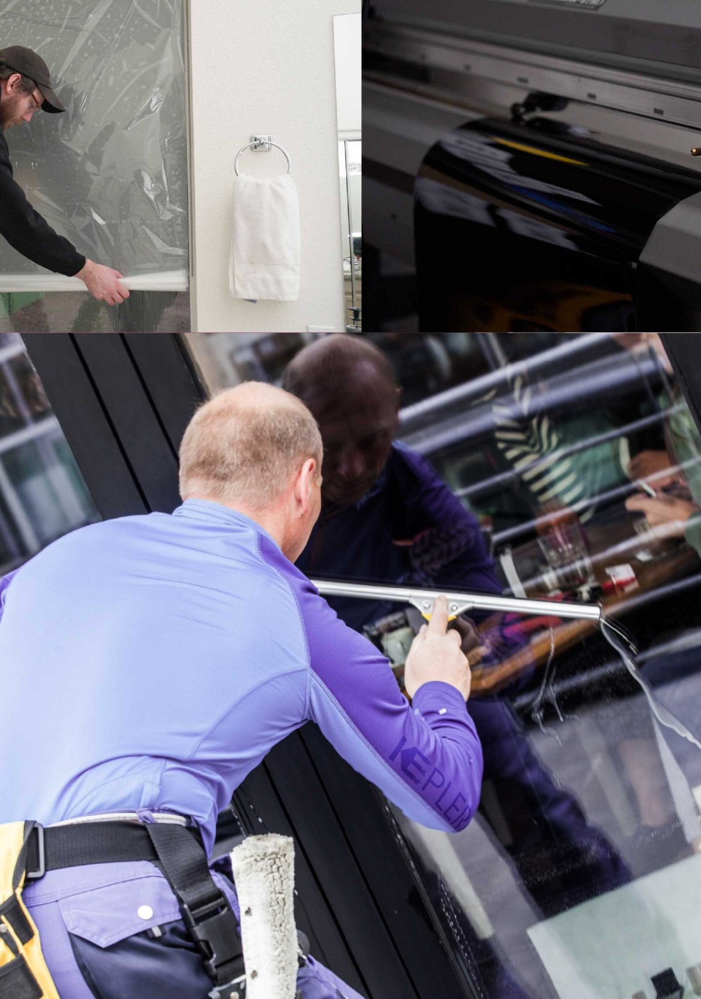 Kepler Skilled Applying Anti-Graffiti Window Film to a Dundalk Shop Front