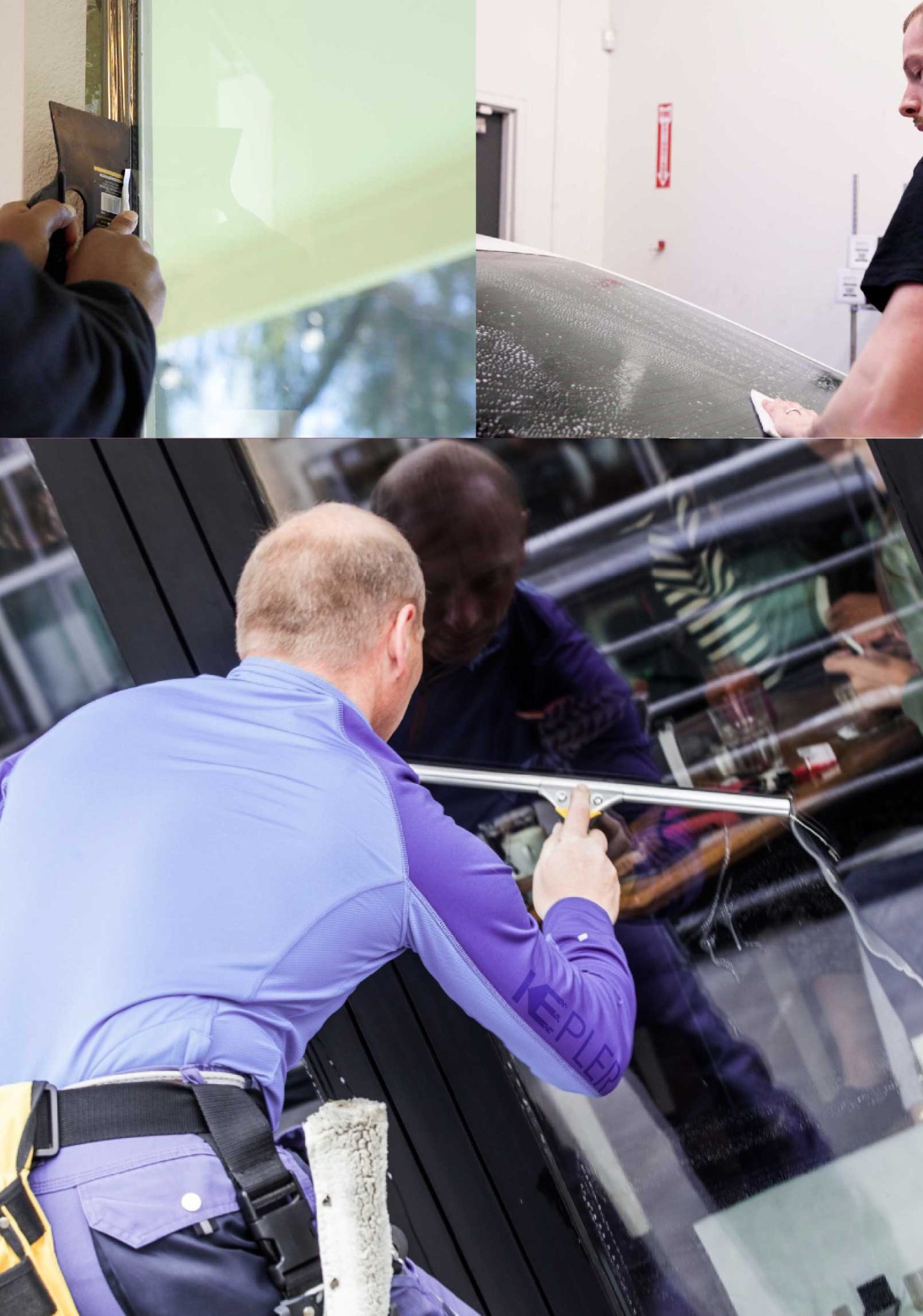 Kepler Skilled Applying Anti-Graffiti Window Film to a Great Falls Shop Front