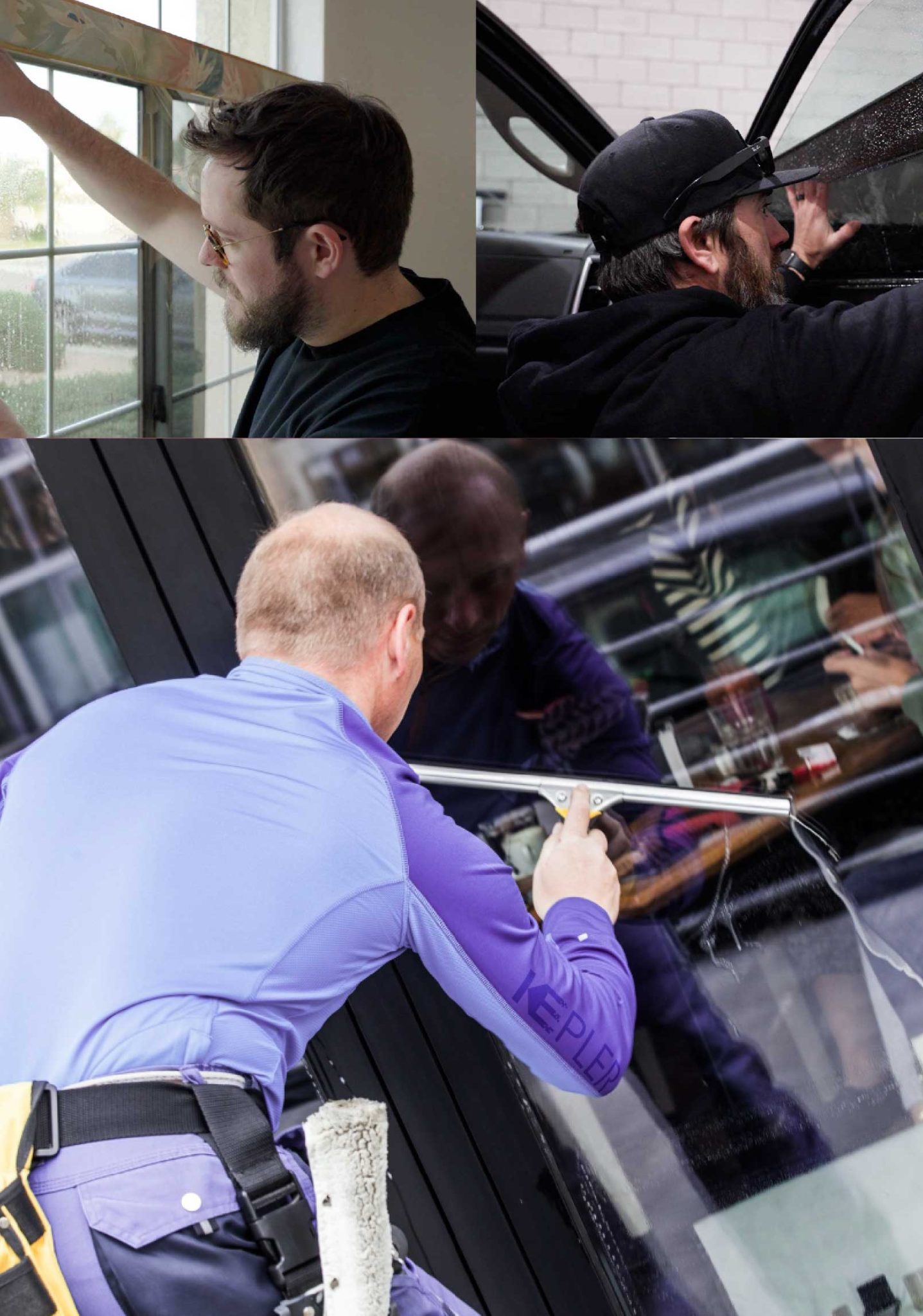 Kepler Skilled Applying Anti-Graffiti Window Film to a Arlington Shop Front