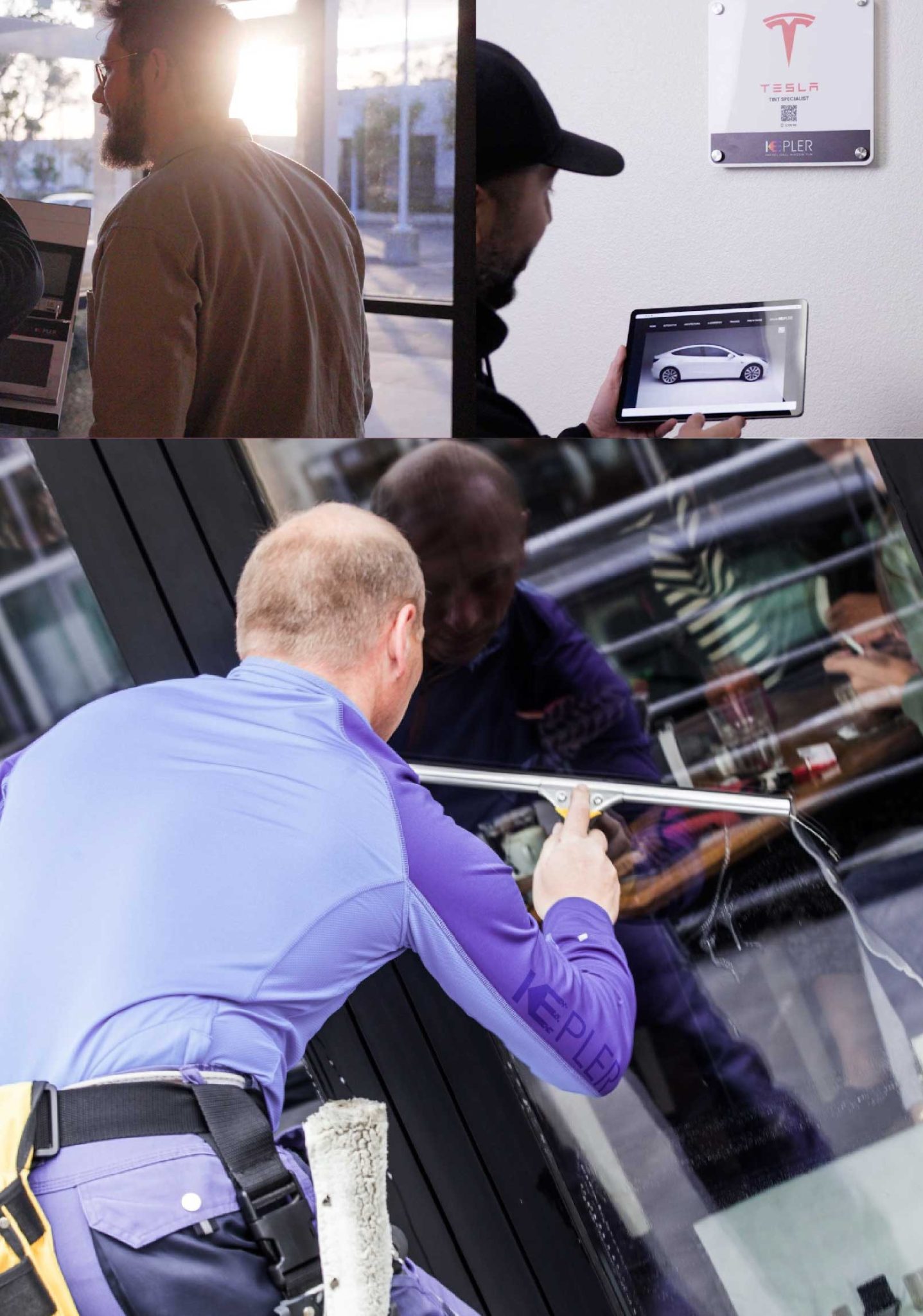 Kepler Skilled Applying Anti-Graffiti Window Film to a Mechanicsville Shop Front