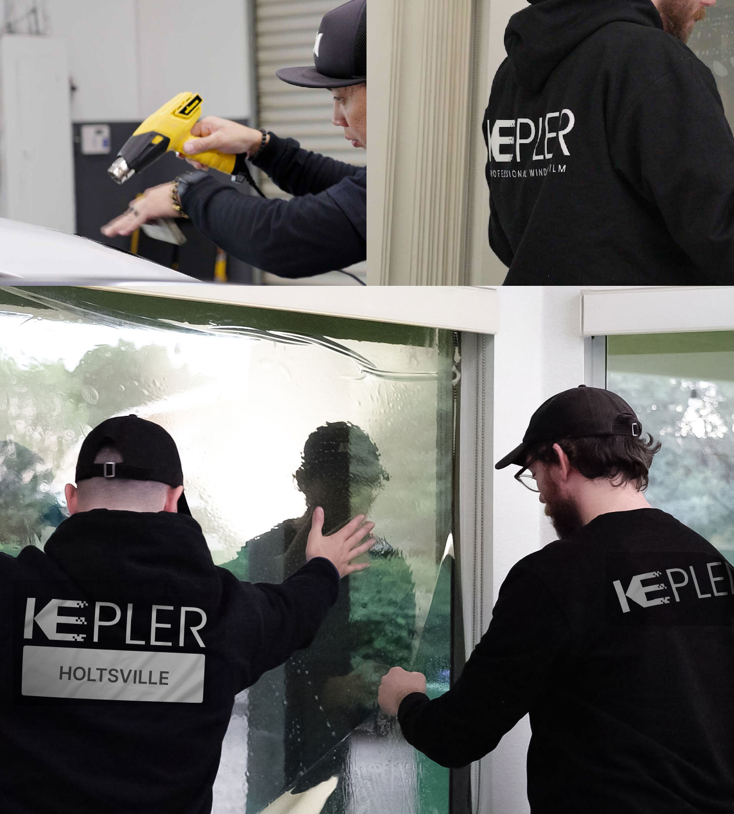 Expert Technician Fitting Ceramic Window Tint to Home in Holtsville