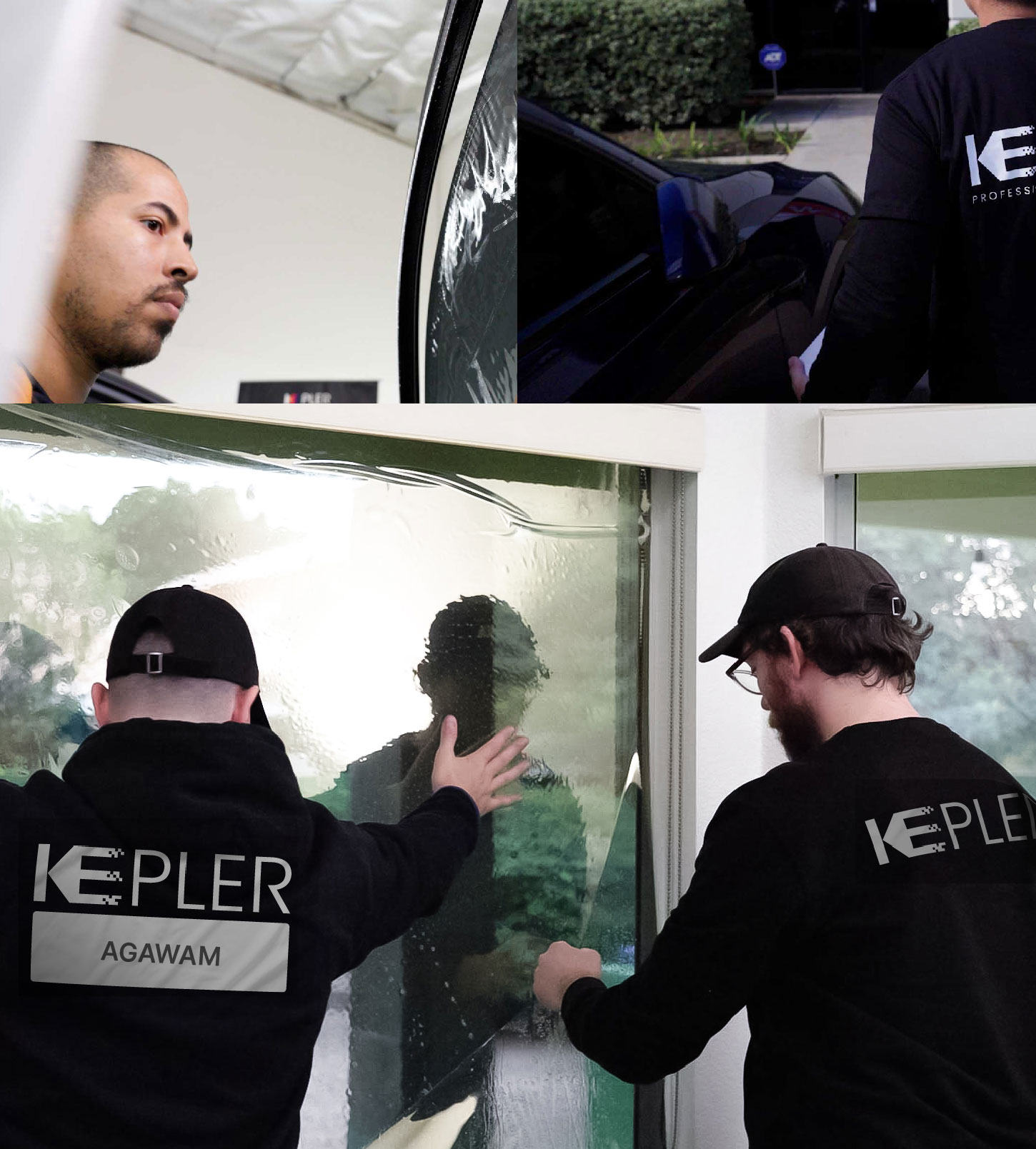 Kepler Technician Applying Advanced Window Tint to Home in Agawam