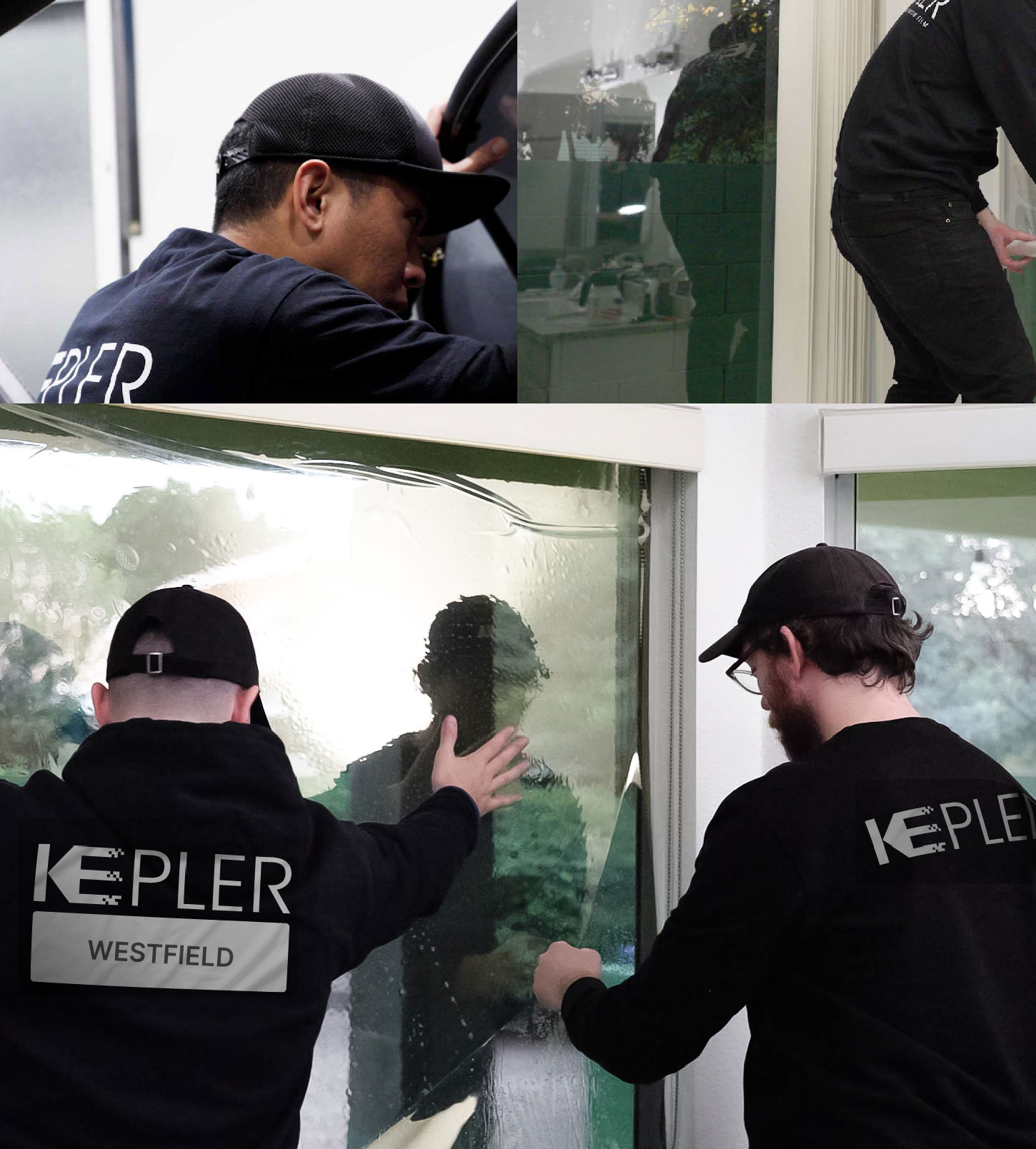 Expert Technician Installing Advanced Window Tint to Home in Westfield