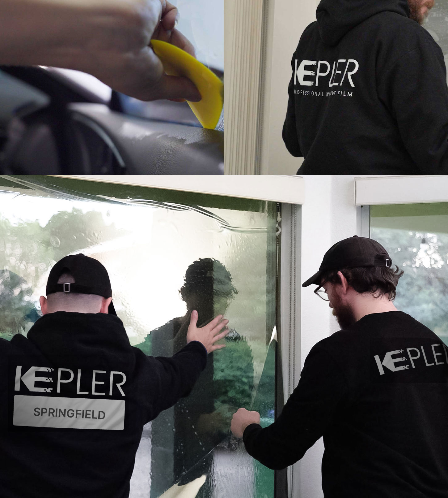 Kepler Technician Applying High-tech Window Tint to Home in Springfield