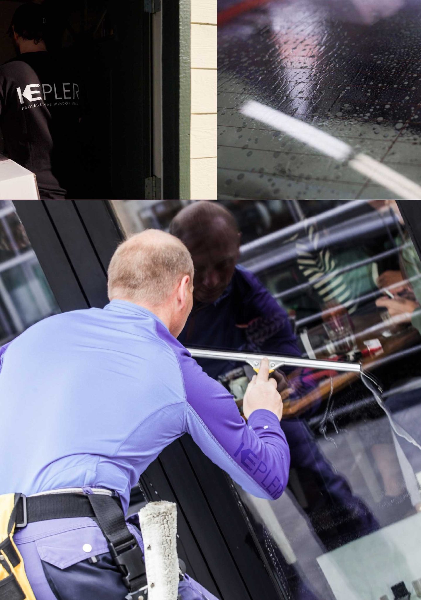 Kepler Professional Applying Anti-Graffiti Window Film to a Ona Shop Front