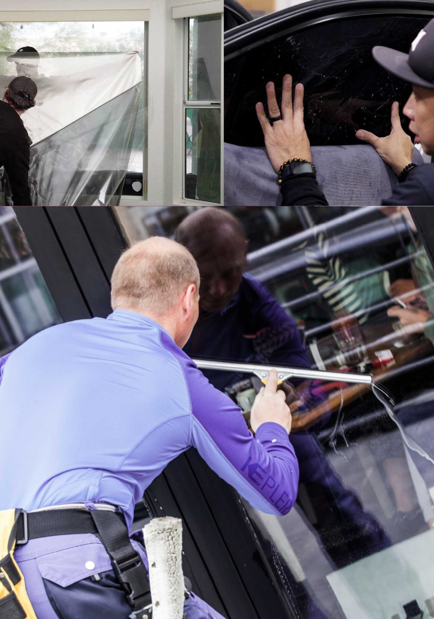 Kepler Skilled Applying Anti-Graffiti Window Film to a Scott Depot Shop Front