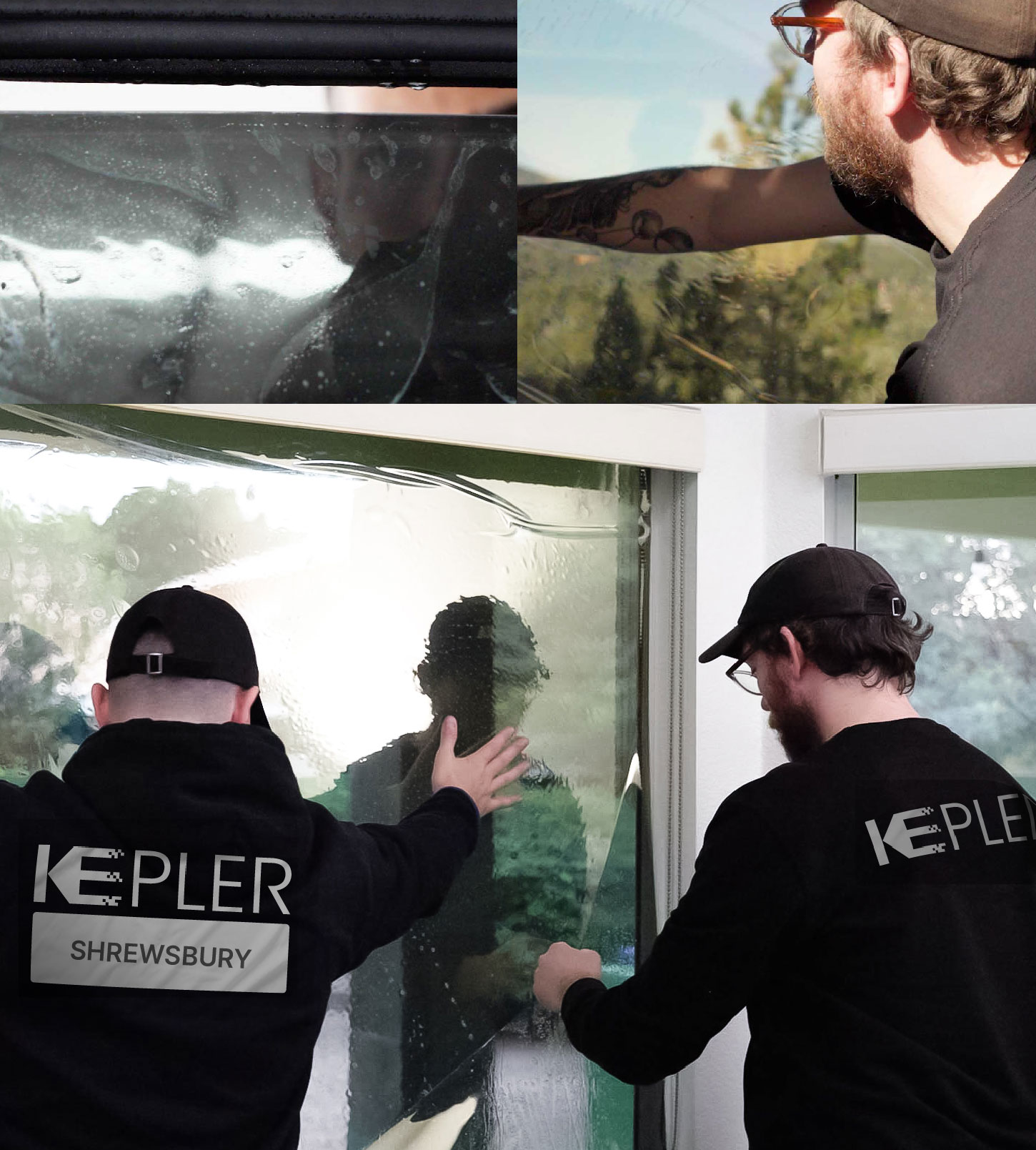 Kepler Technician Installing Advanced Window Tint to Home in Shrewsbury