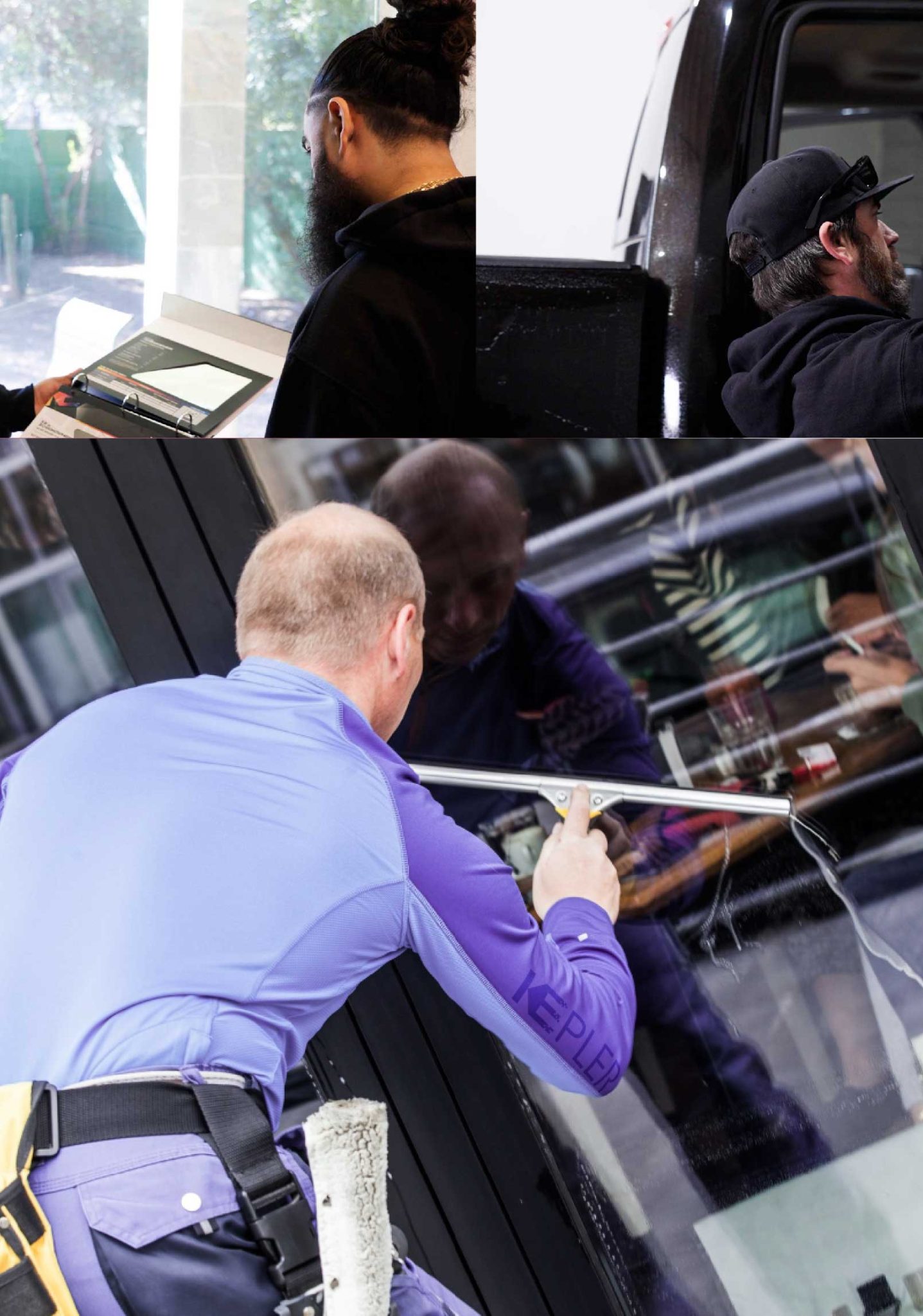 Kepler Expert Applying Anti-Graffiti Window Film to a Wheeling Shop Front