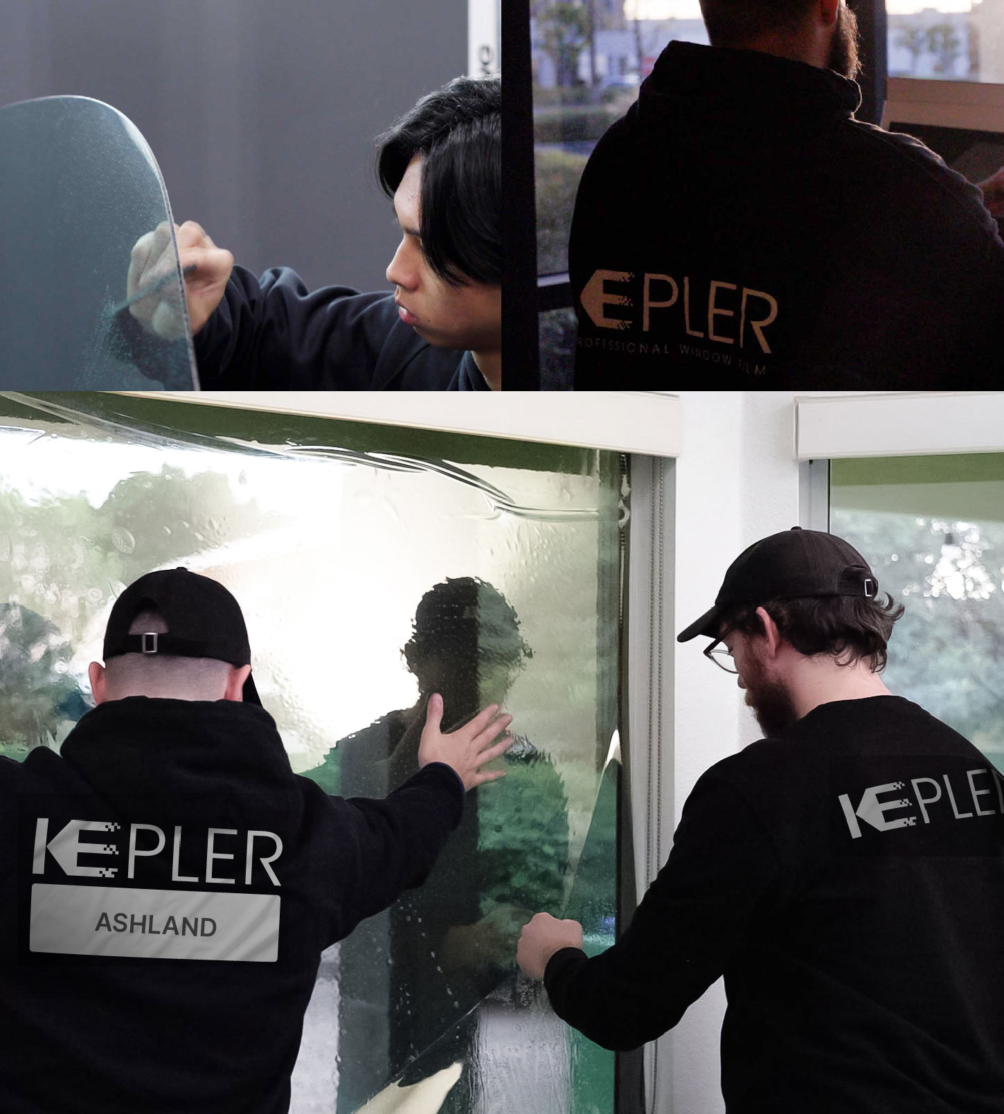 Kepler Technician Fitting High-tech Window Tint to Home in Ashland