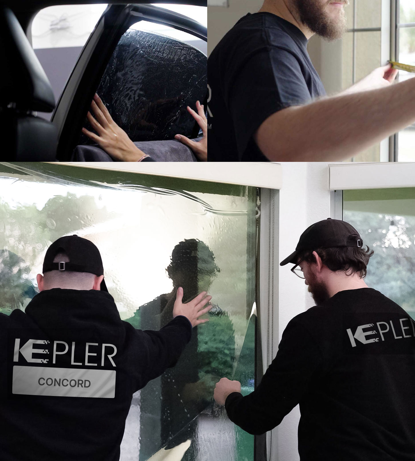 Kepler Technician Fitting High-tech Window Tint to Home in Concord