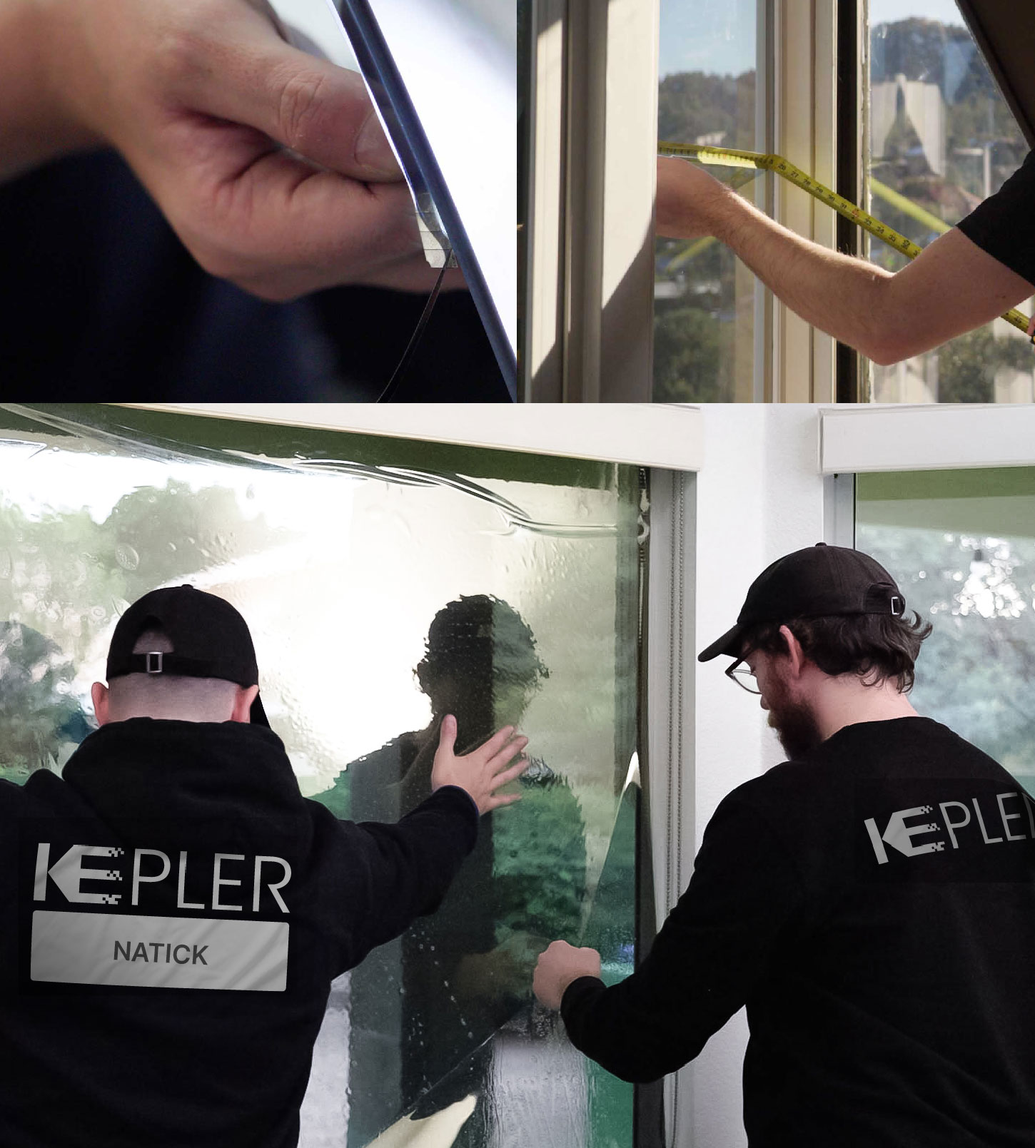 Kepler Technician Applying High-tech Window Tint to Home in Natick