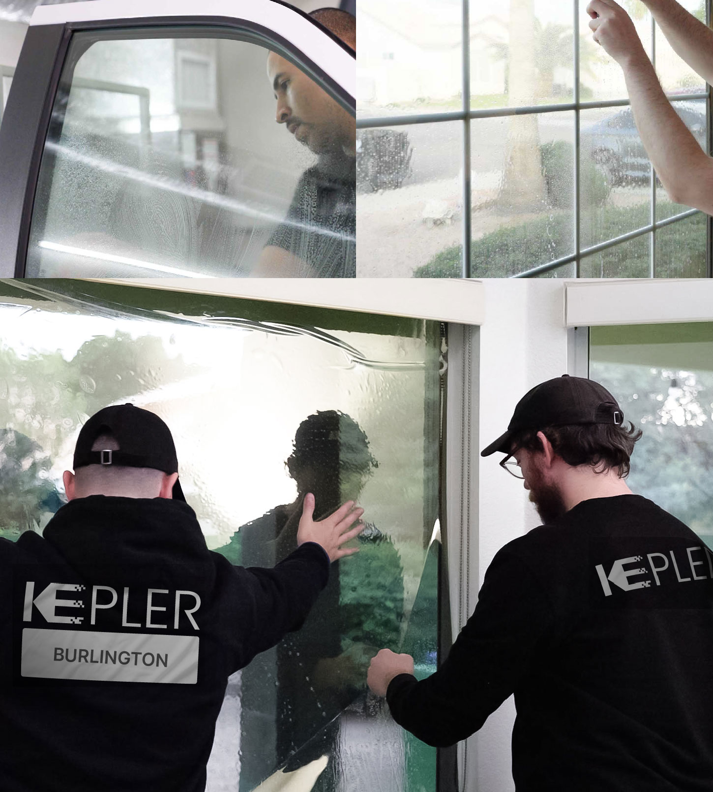 Kepler Technician Installing Ceramic Window Tint to Home in Burlington