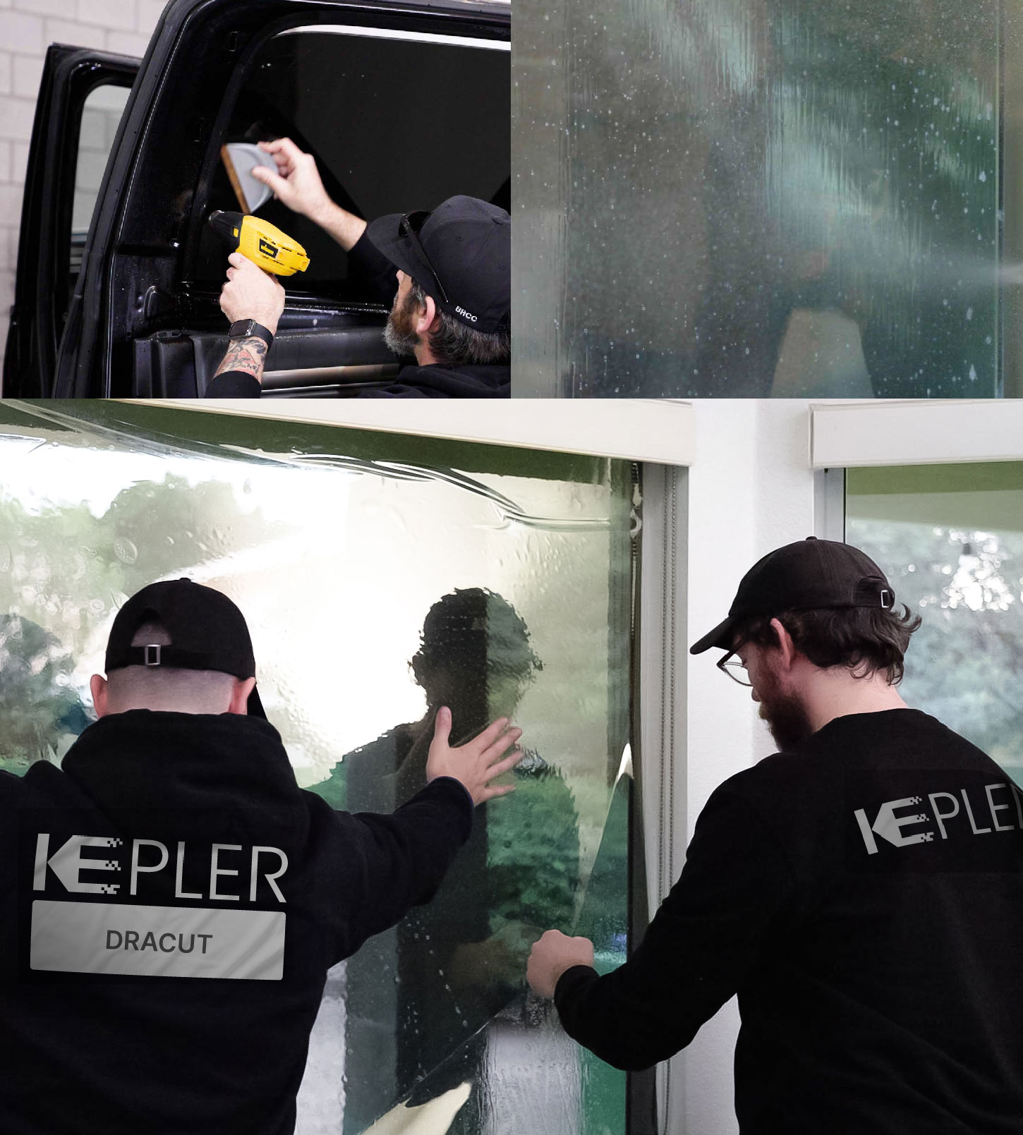 Kepler Technician Installing High-tech Window Tint to Home in Dracut