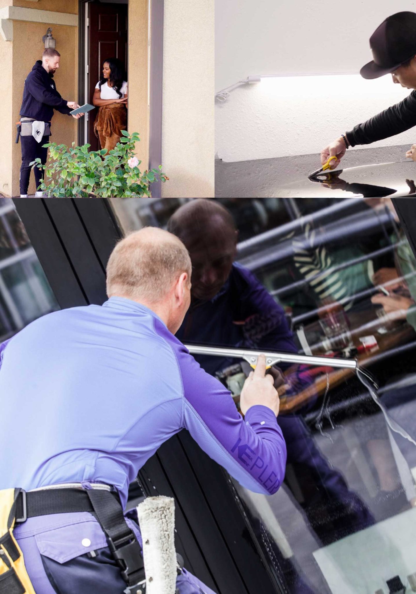 Kepler Professional Applying Anti-Graffiti Window Film to a Greensboro Shop Front