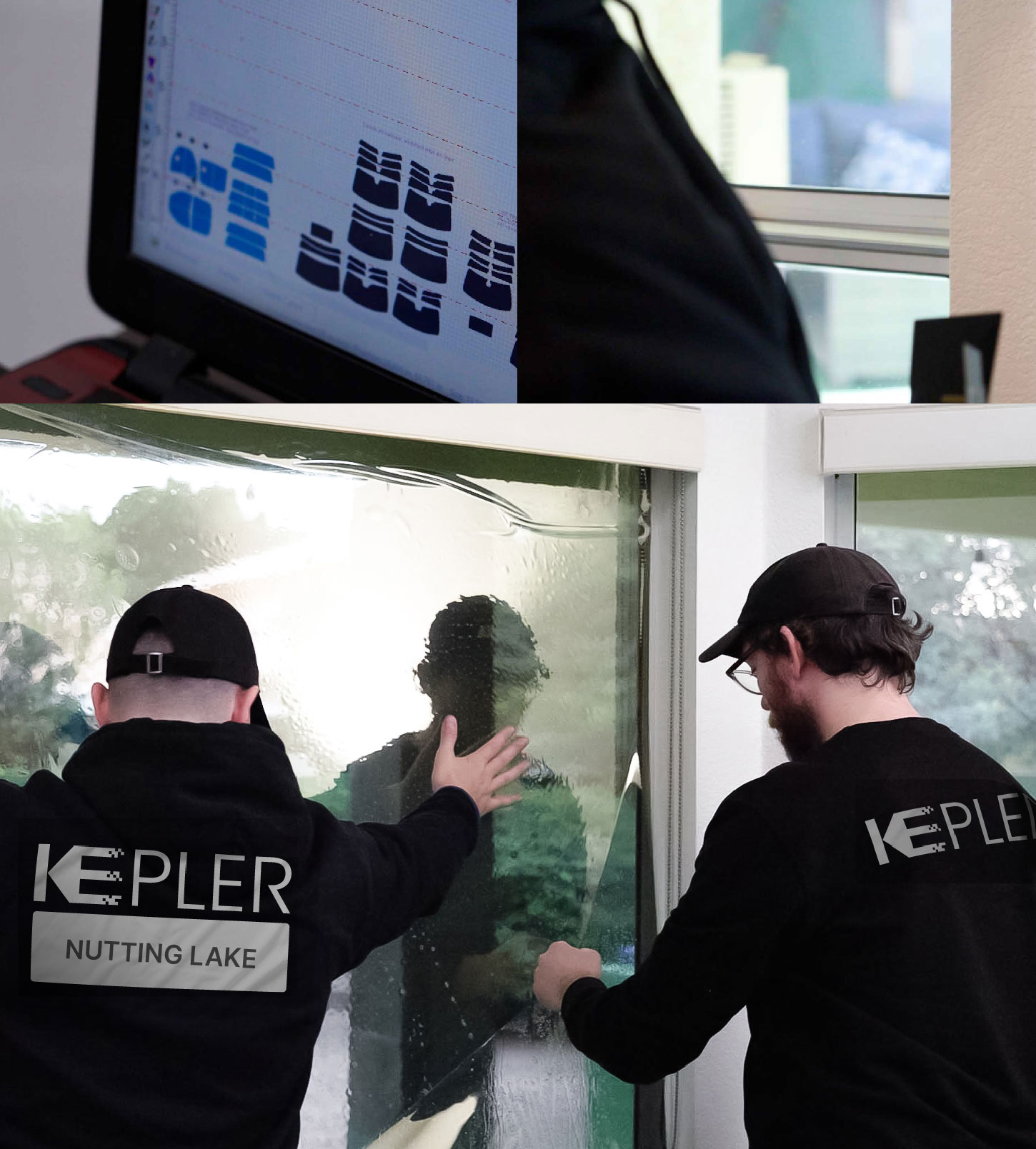 Kepler Technician Installing Ceramic Window Tint to Home in Nutting Lake