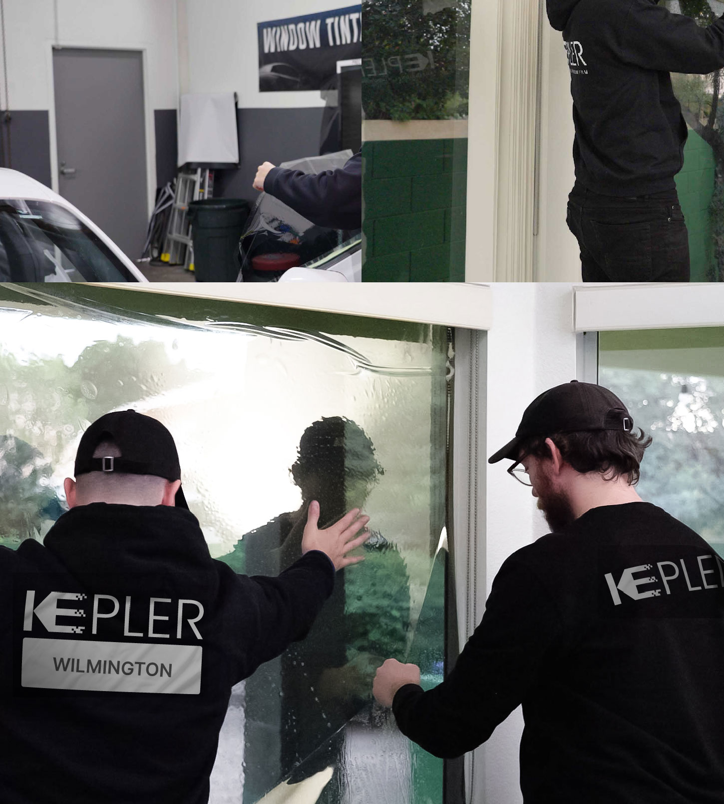 Expert Technician Installing High-tech Window Tint to Home in Wilmington