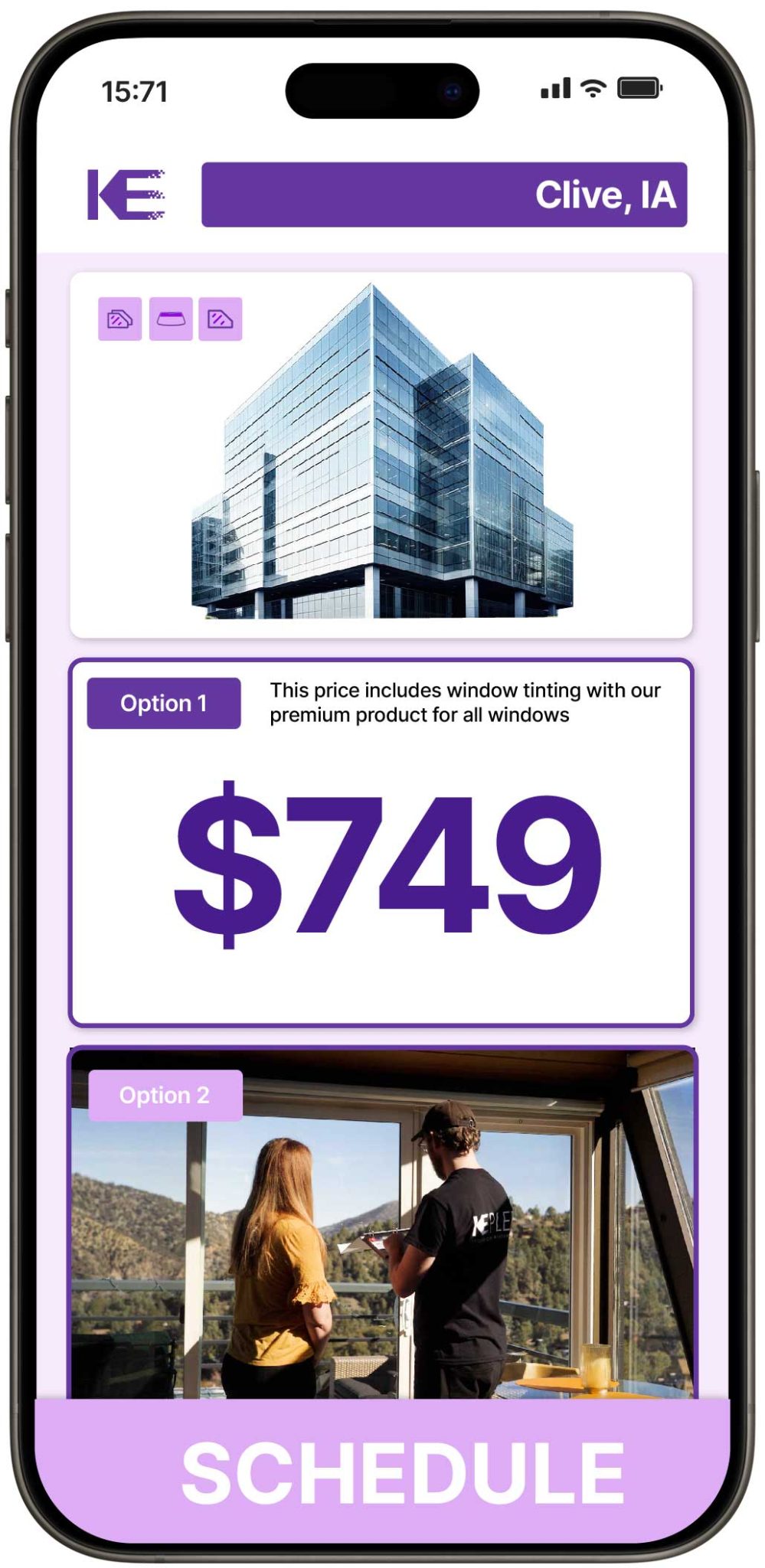 View Affordable Commercial Window Tinting Prices in Clive, Iowa