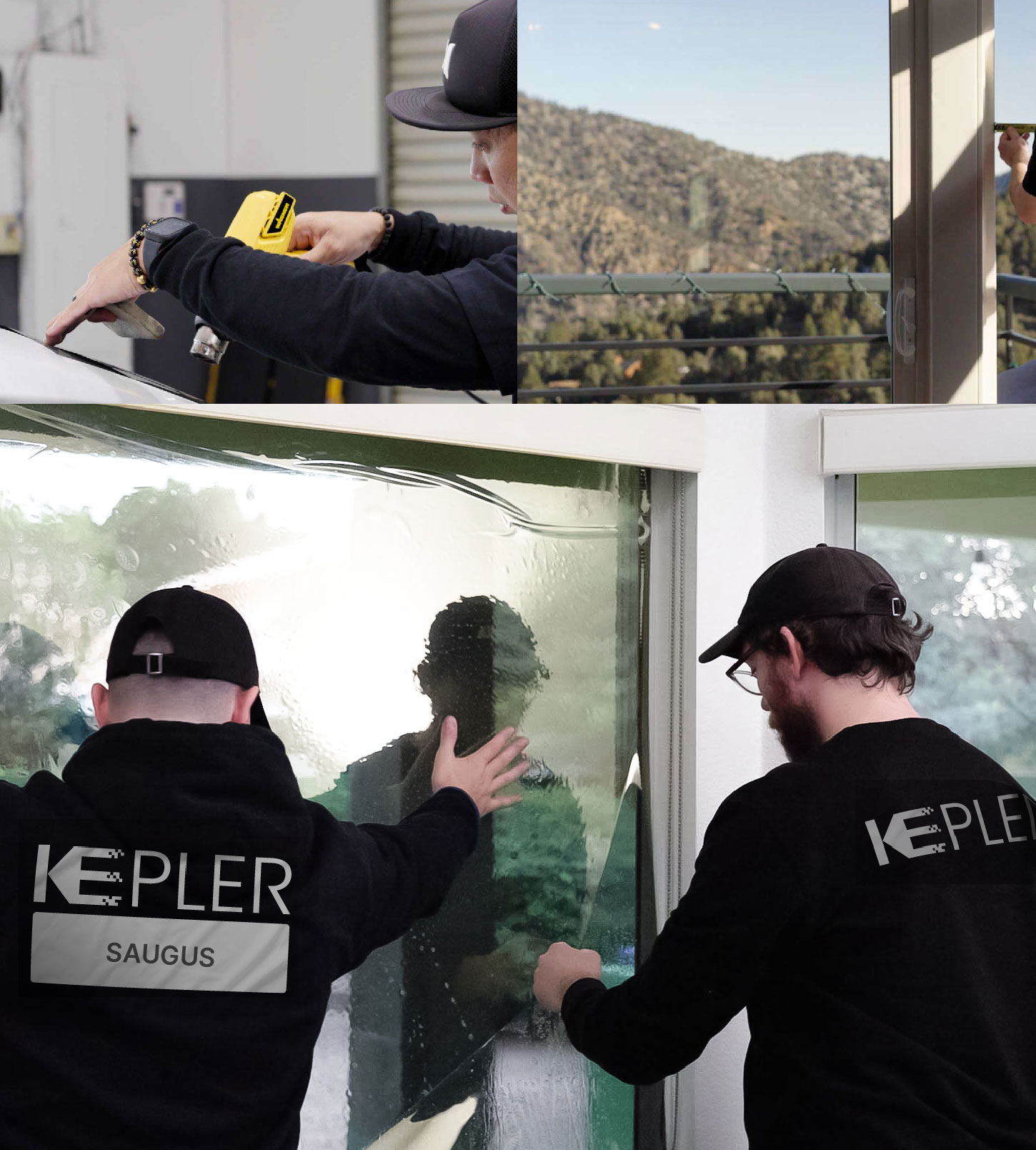 Kepler Technician Installing Advanced Window Tint to Home in Saugus