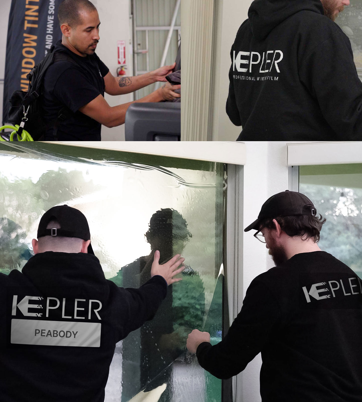 Expert Technician Fitting Ceramic Window Tint to Home in Peabody