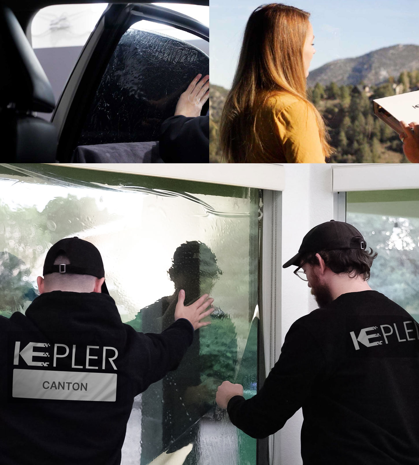 Kepler Technician Fitting Ceramic Window Tint to Home in Canton