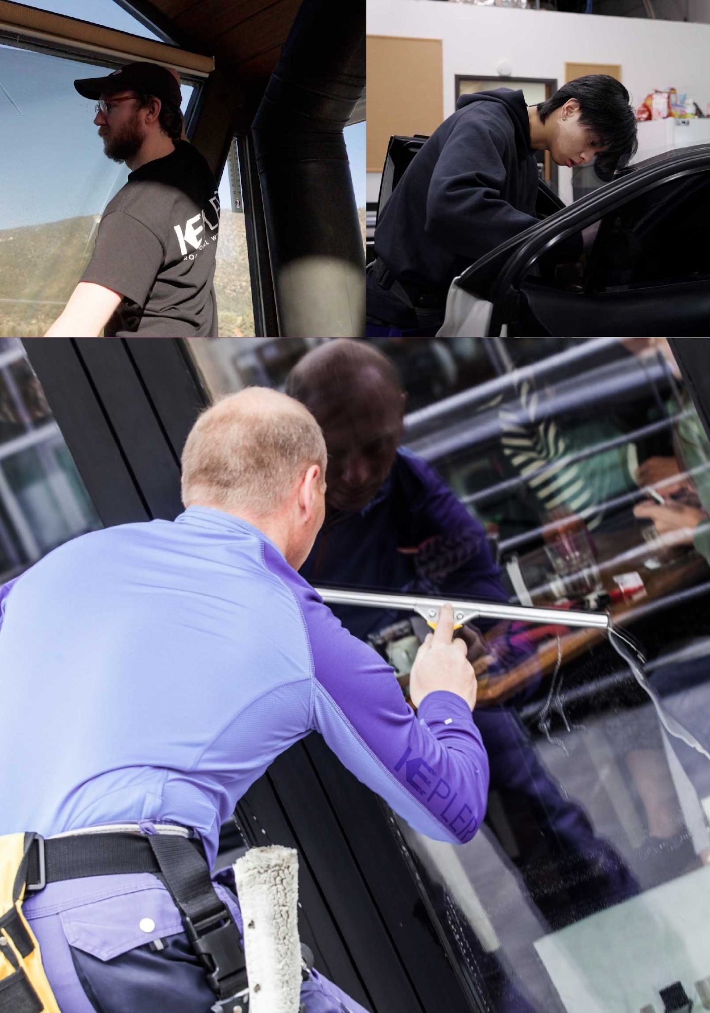 Kepler Expert Applying Anti-Graffiti Window Film to a Greenville Shop Front