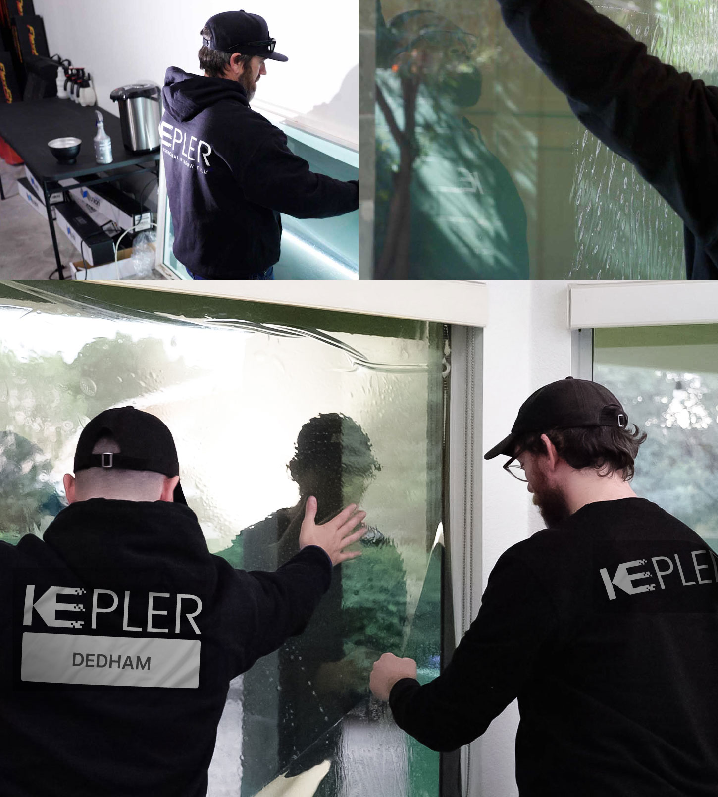 Kepler Technician Applying High-tech Window Tint to Home in Dedham