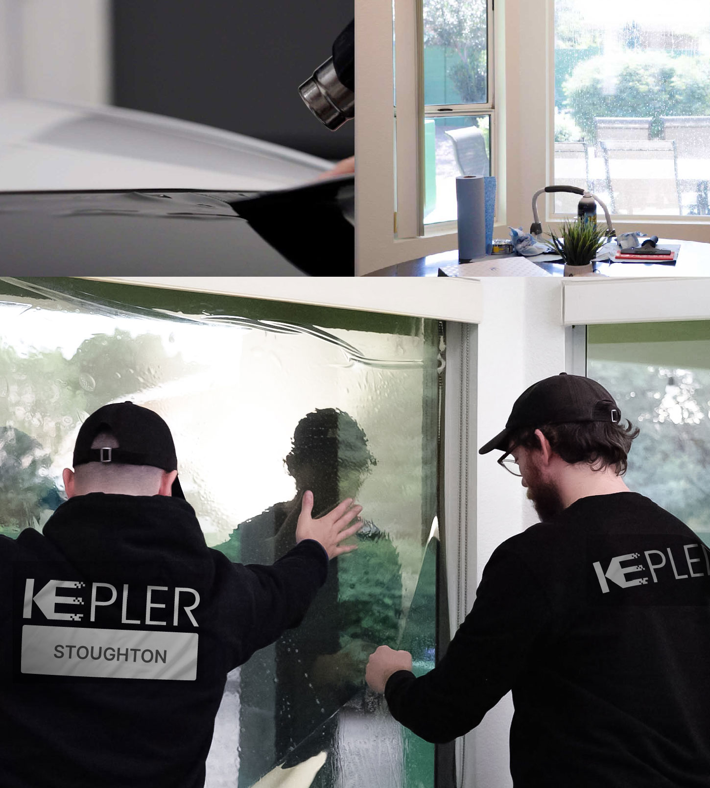 Kepler Technician Installing High-tech Window Tint to Home in Stoughton