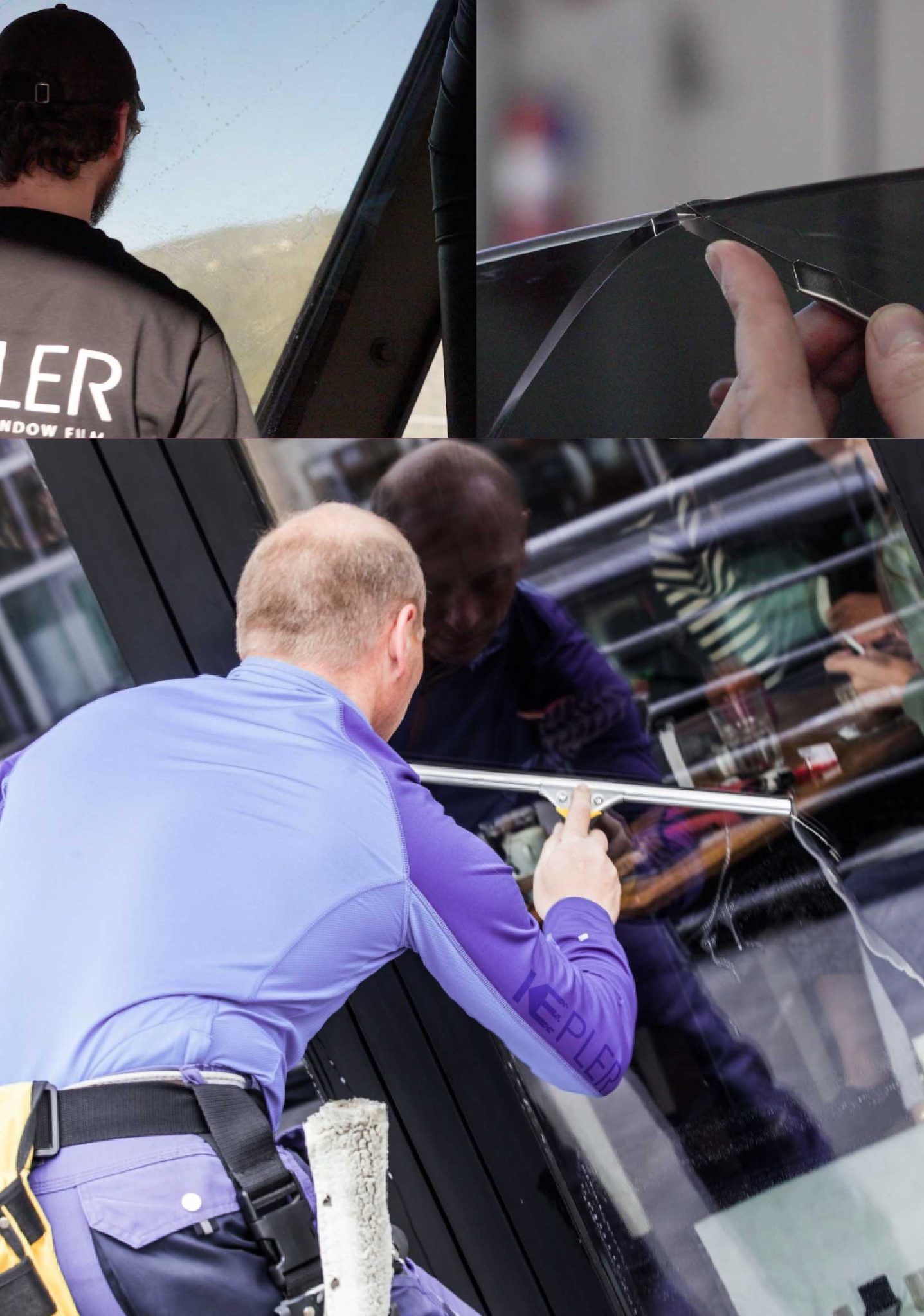 Kepler Skilled Applying Anti-Graffiti Window Film to a Indian Trail Shop Front