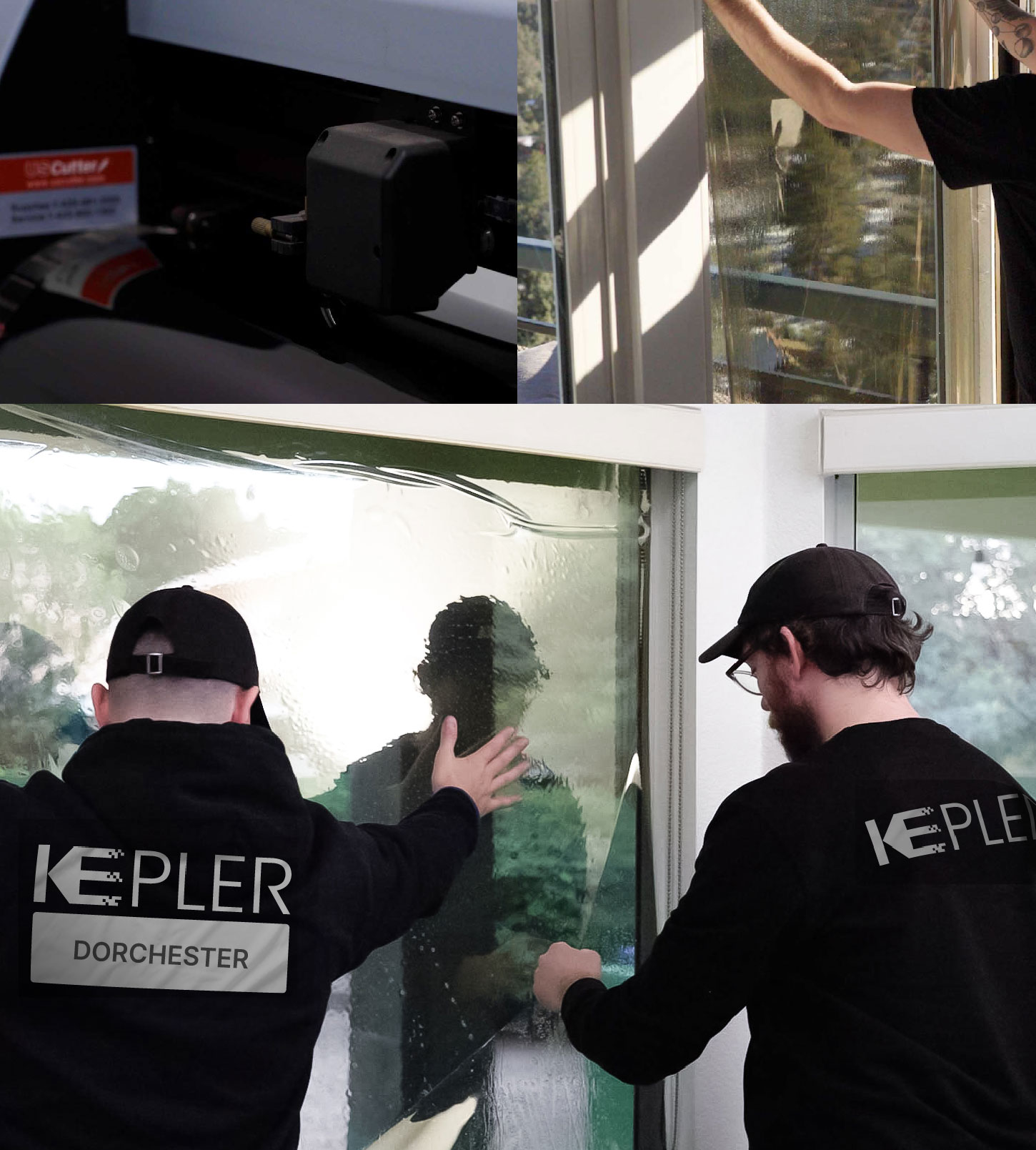 Kepler Technician Installing Advanced Window Tint to Home in Dorchester