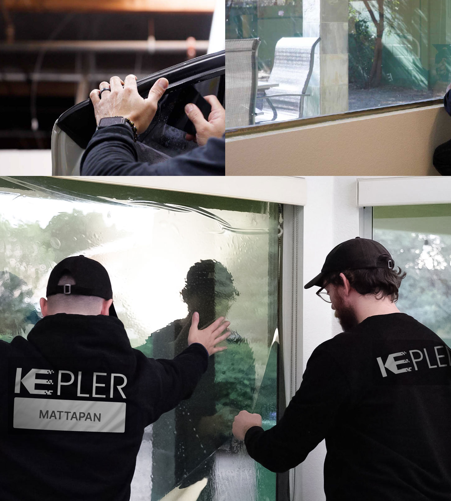 Expert Technician Applying High-tech Window Tint to Home in Mattapan